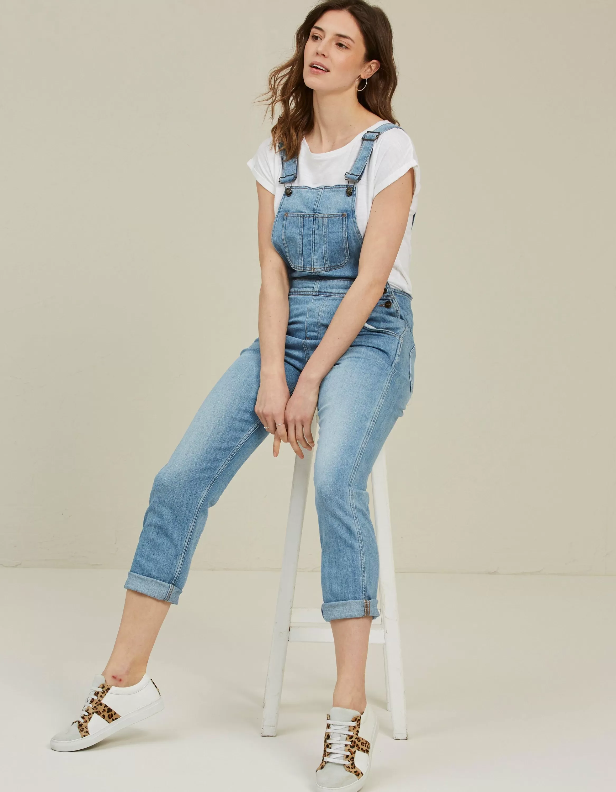 Clearance FatFace Lewes Dungarees Light Wash