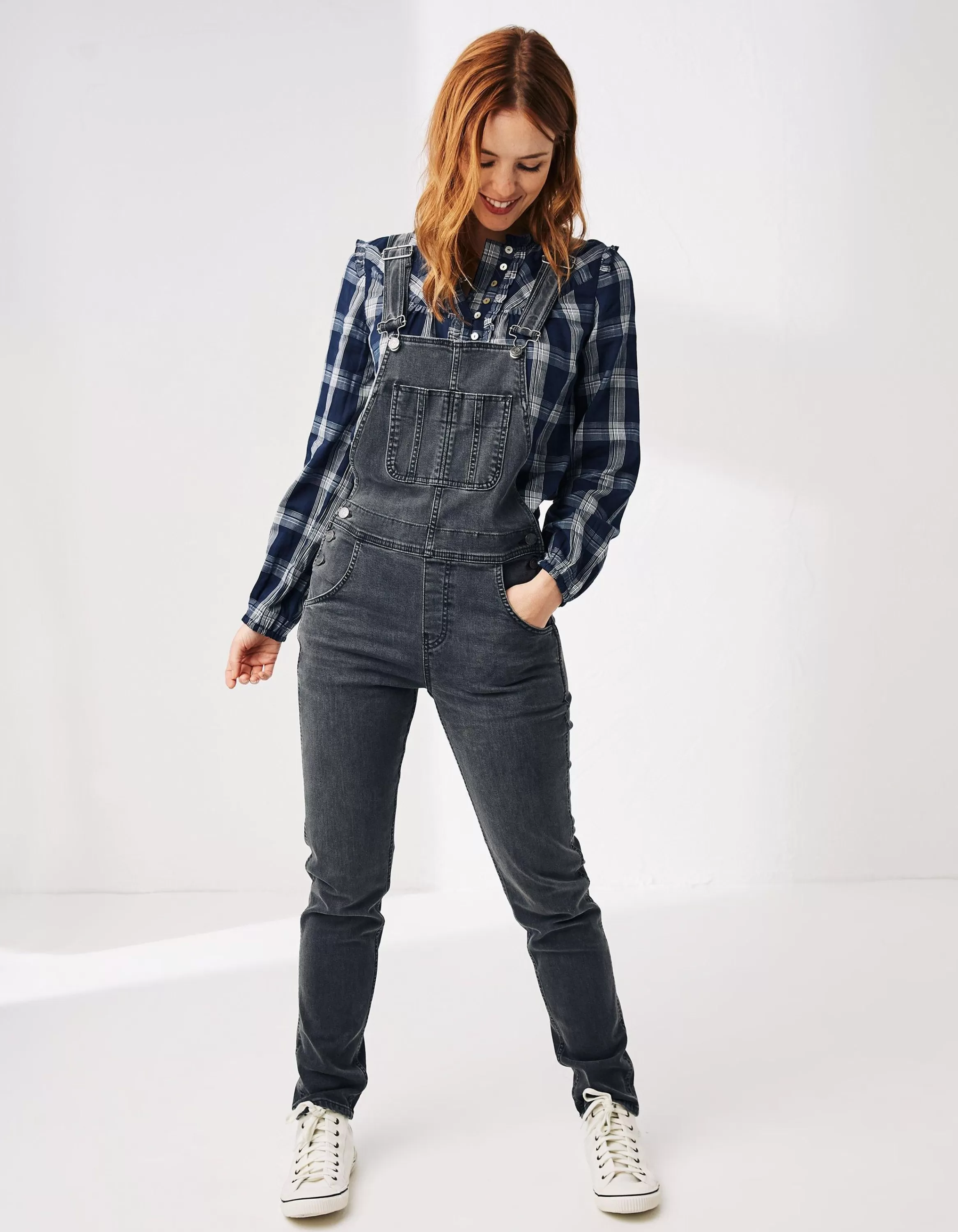 Discount FatFace Lewes Slim Leg Denim Dungarees Vintage Grey