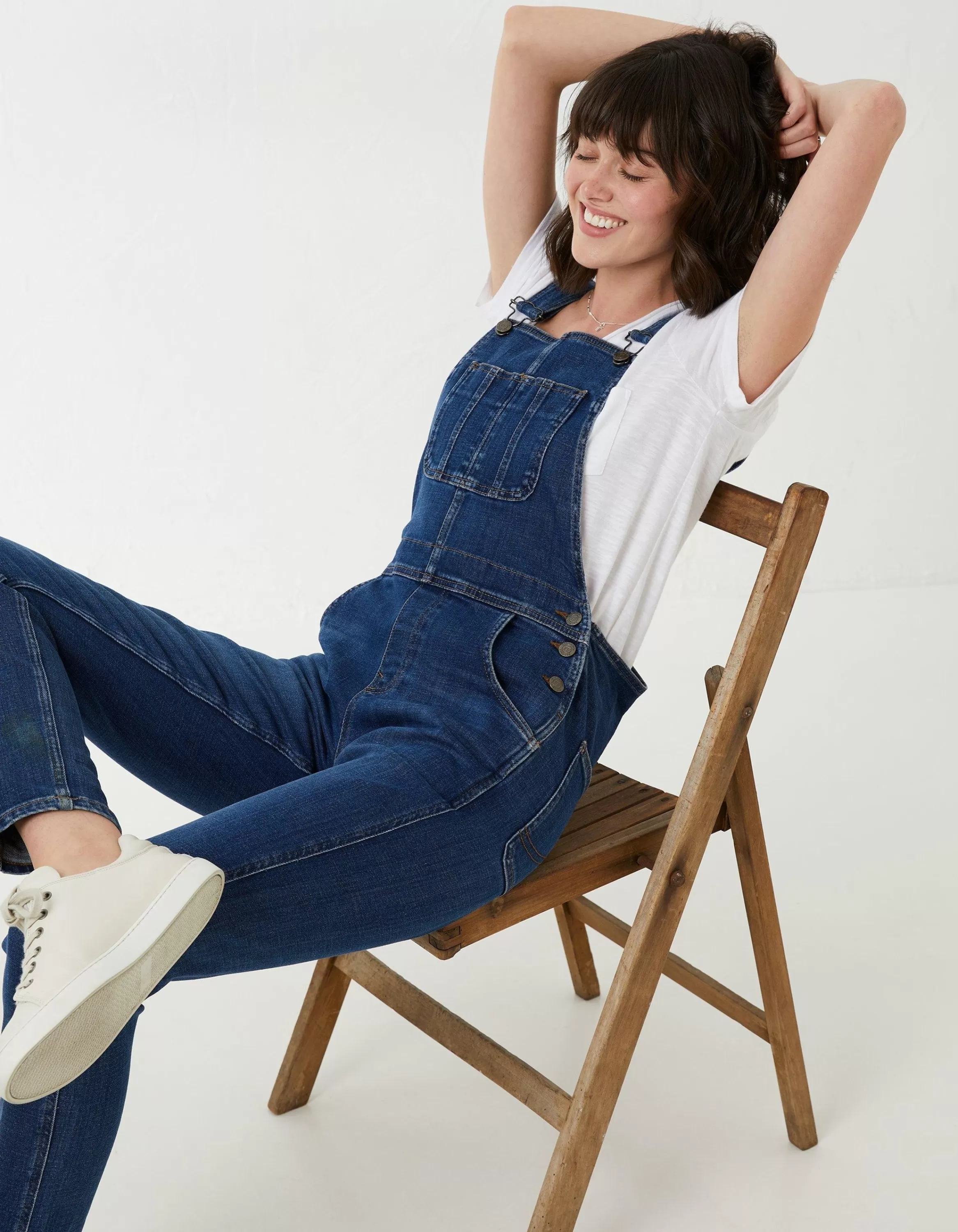 Best Sale FatFace Lewes Slim Leg Denim Dungarees Vintage Blue