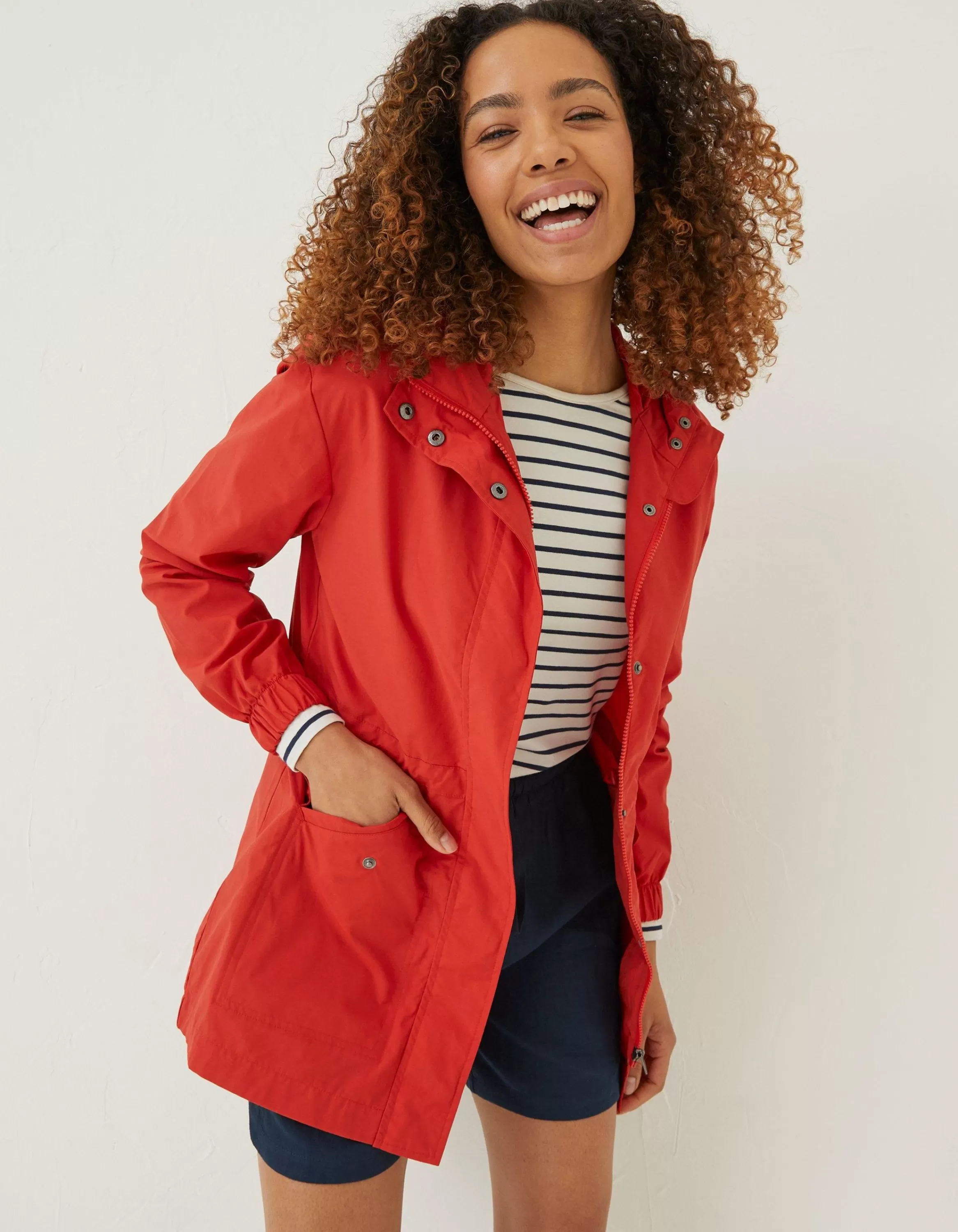 Hot FatFace Lily Lightweight Parka Bright Red