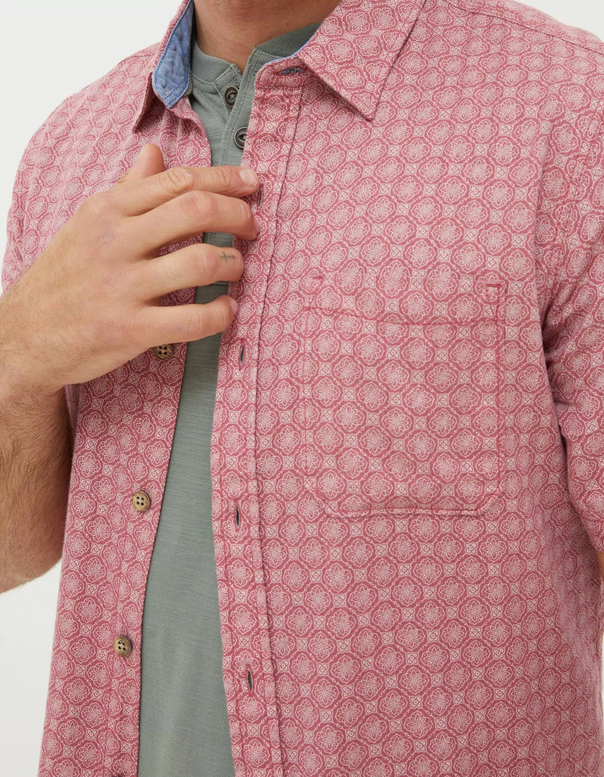 Online FatFace Linear Print Shirt Light Pink