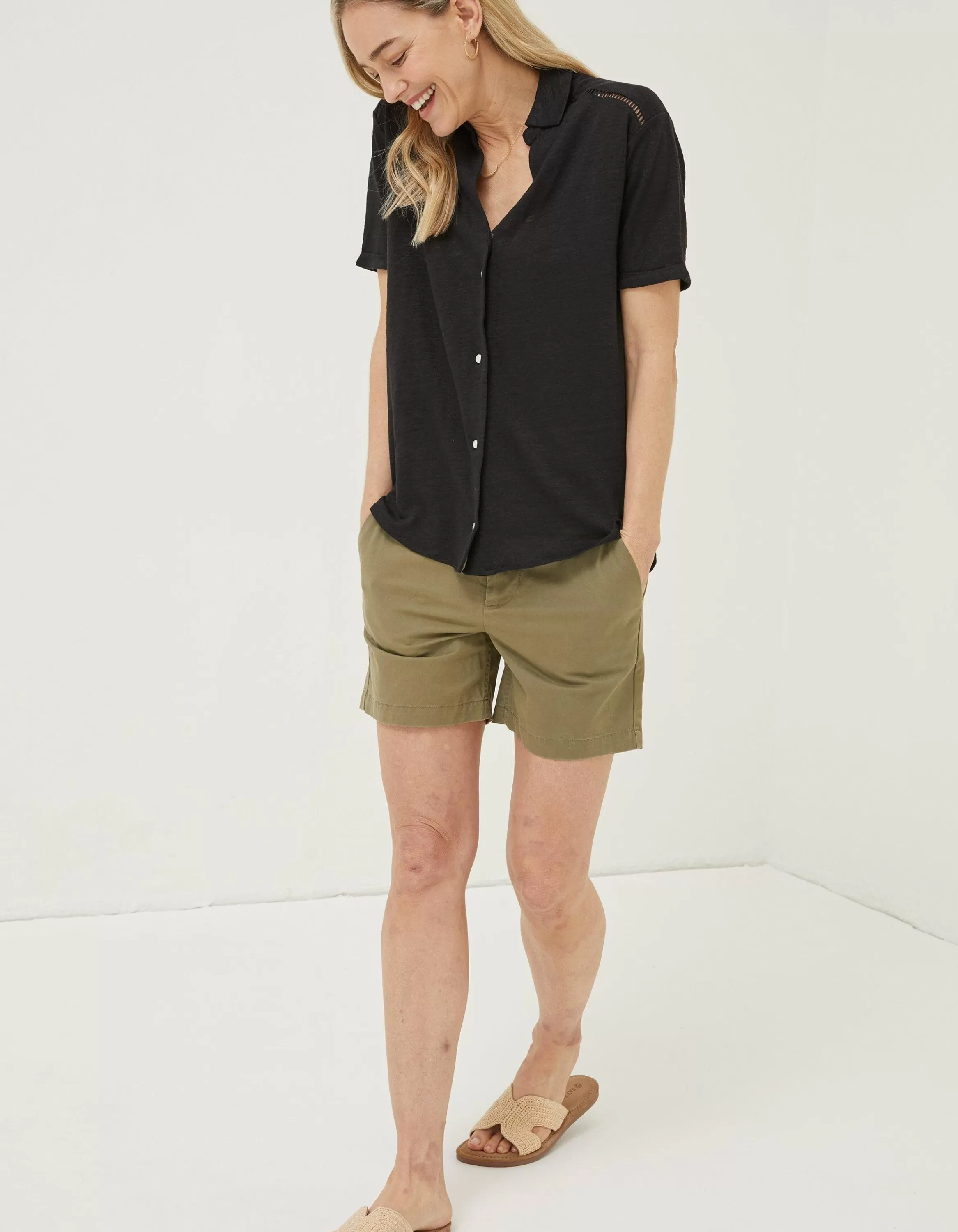 Cheap FatFace Linen Shirt Black