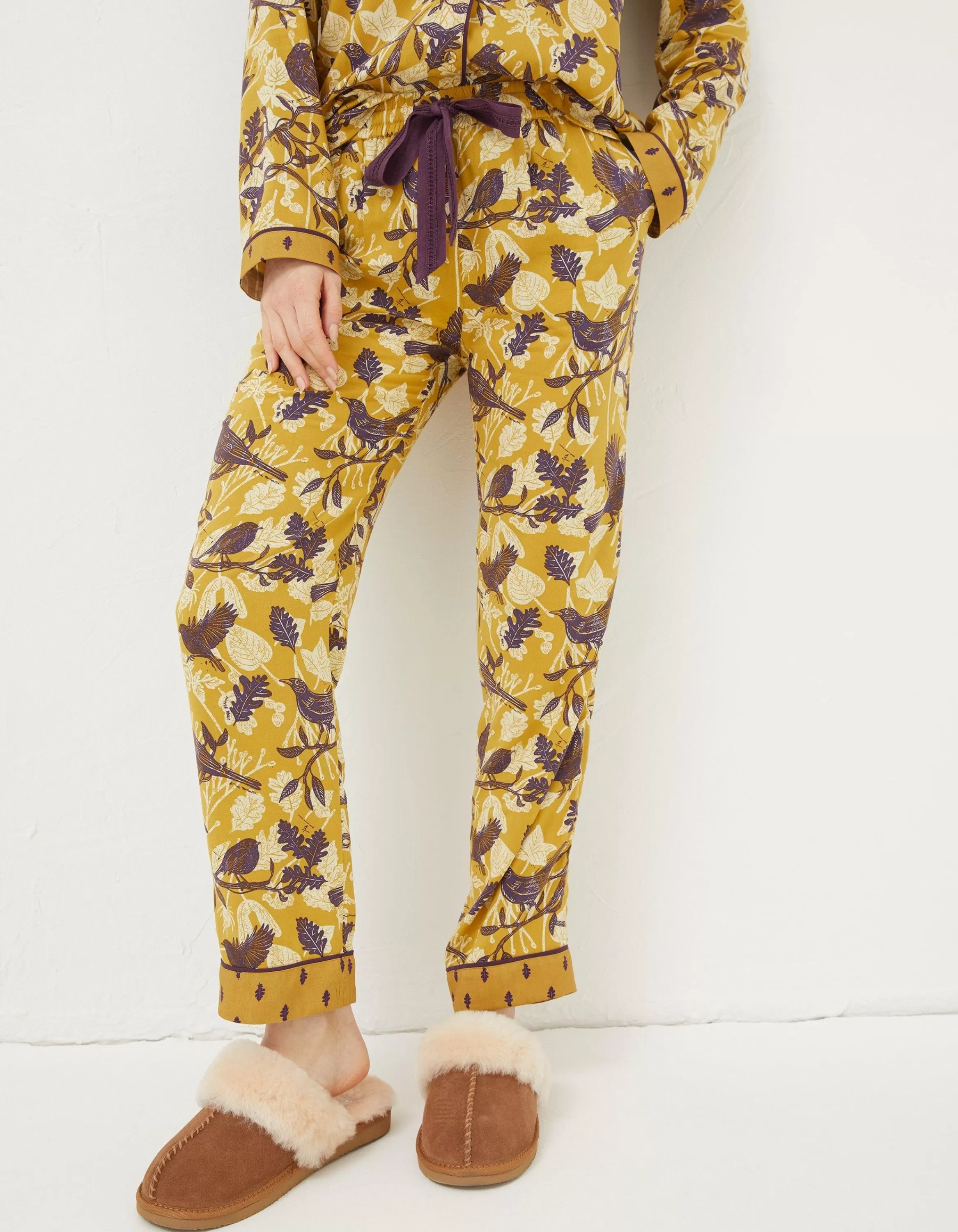 Shop FatFace Lino Bird Pyjama Bottoms Washed Yellow