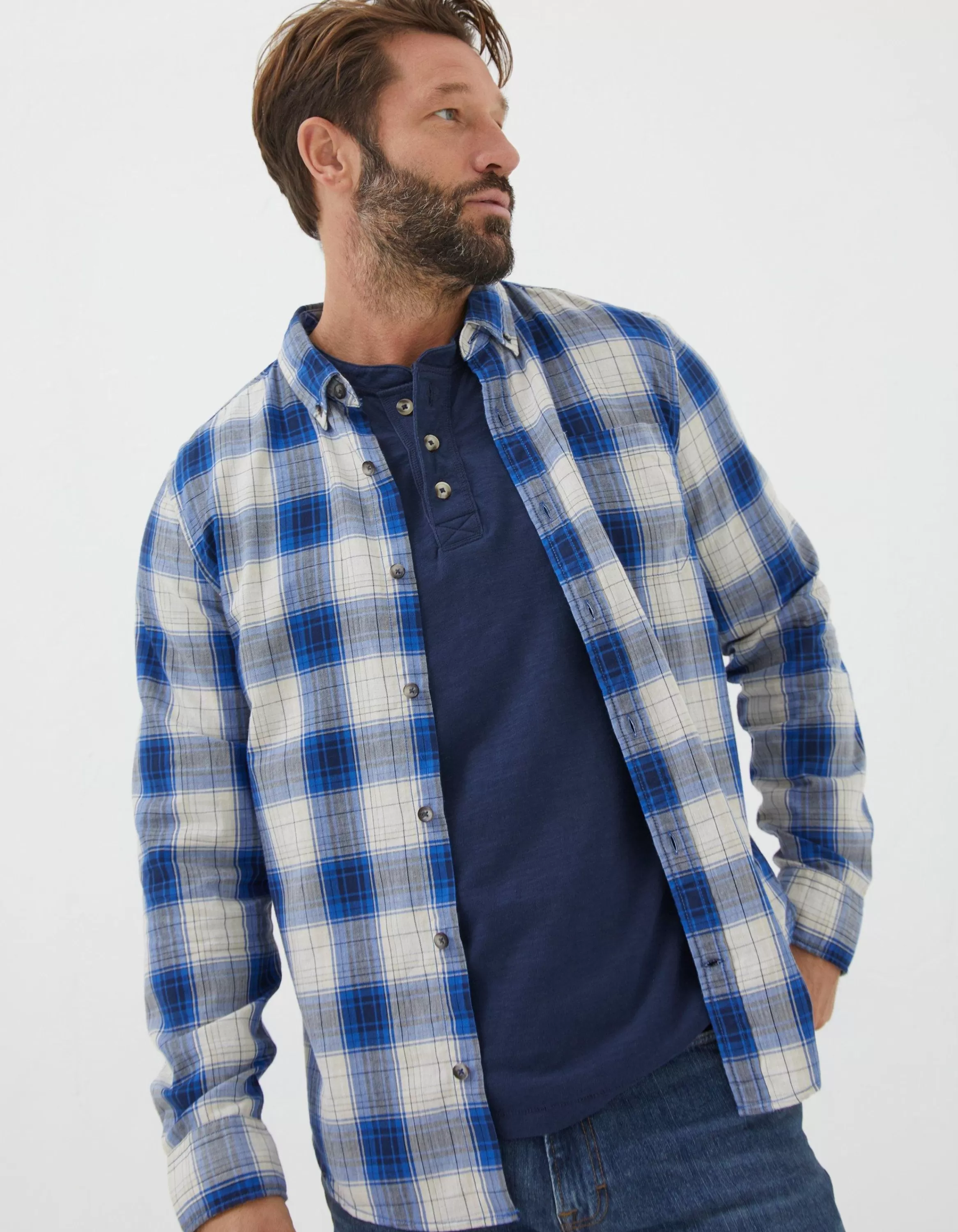 Cheap FatFace Lockwood Check Shirt Cobalt Blue