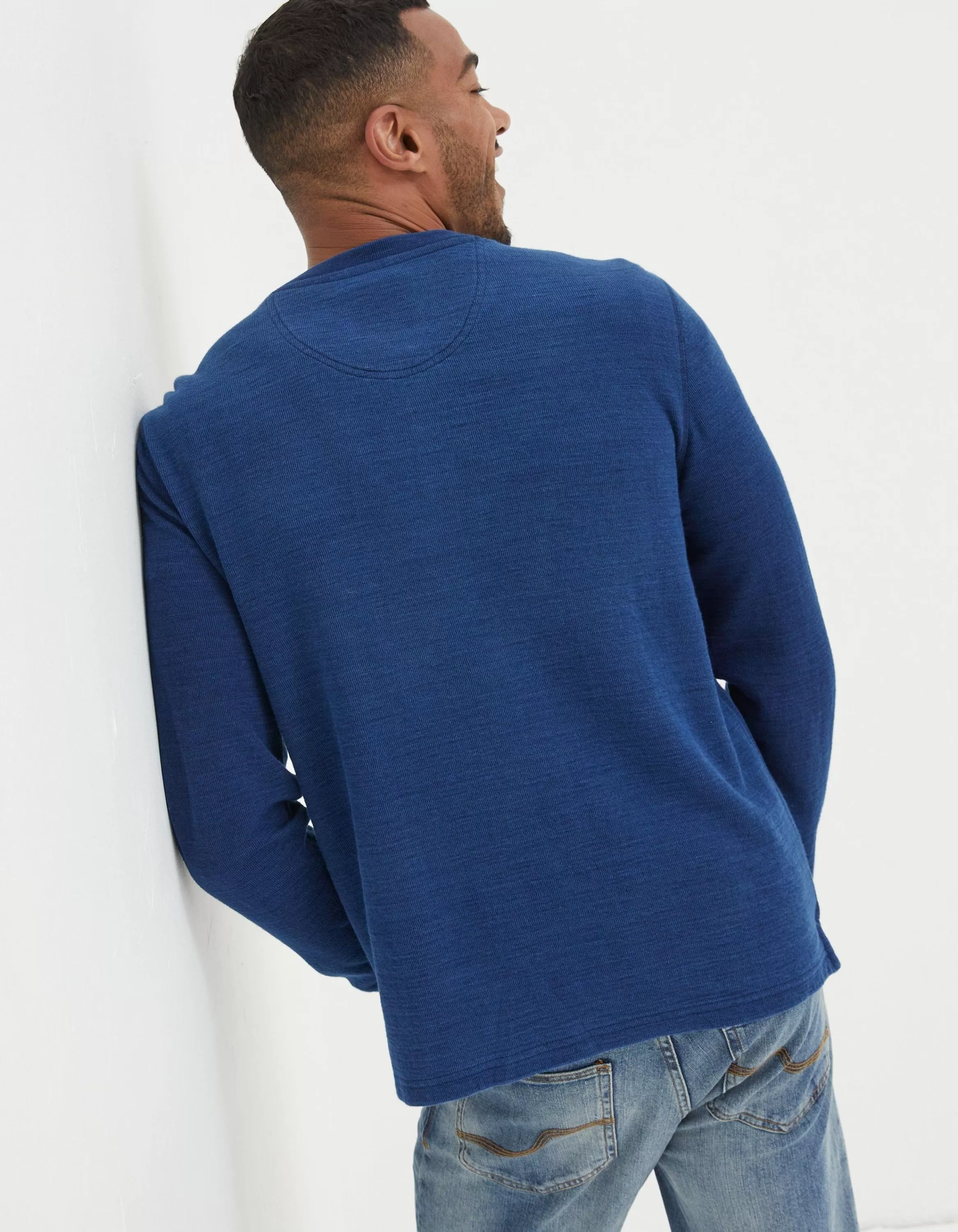 Flash Sale FatFace Long Sleeve Indigo Henley Indigo Blue