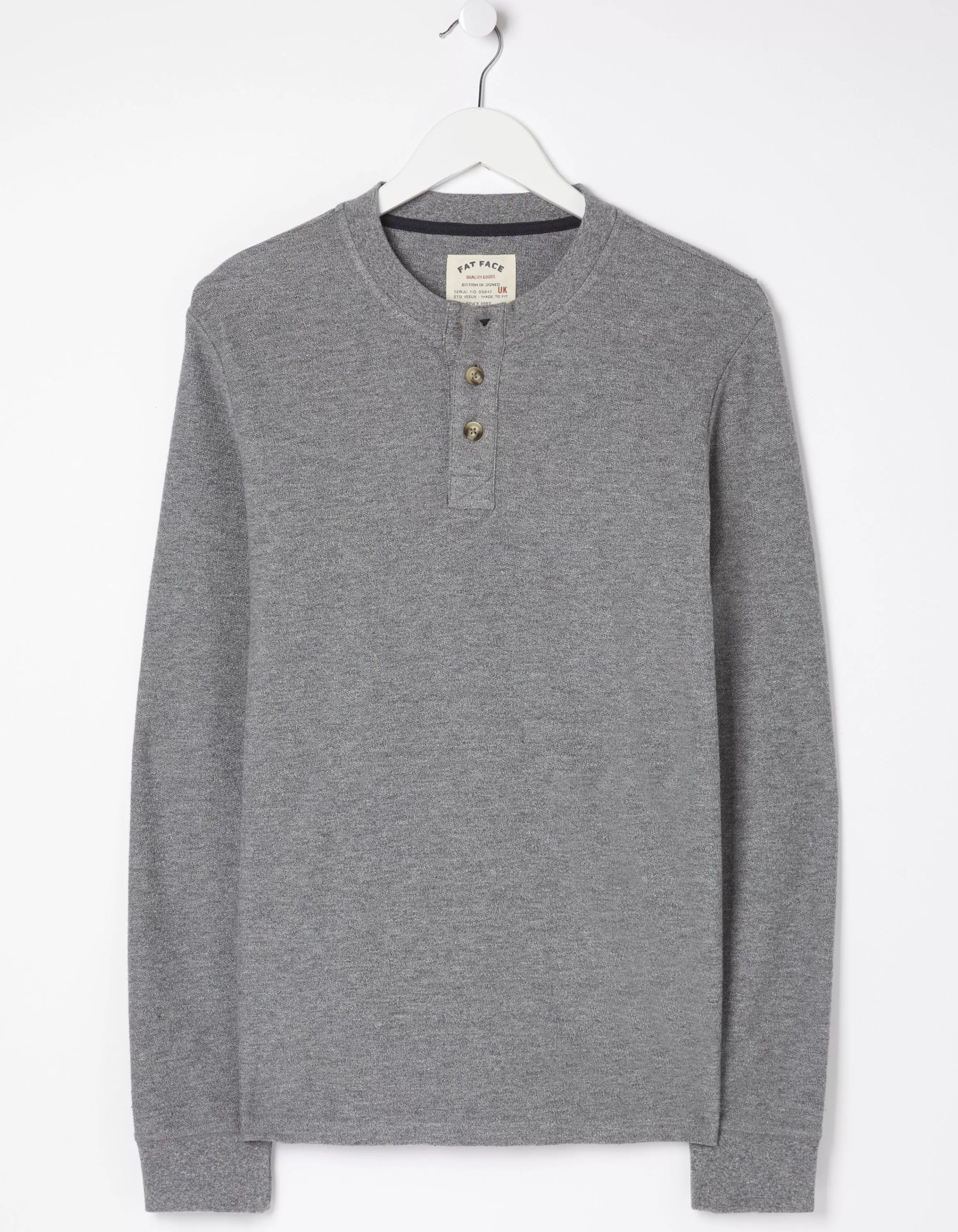 Sale FatFace Long Sleeve Kintbury Henley Grey Marl