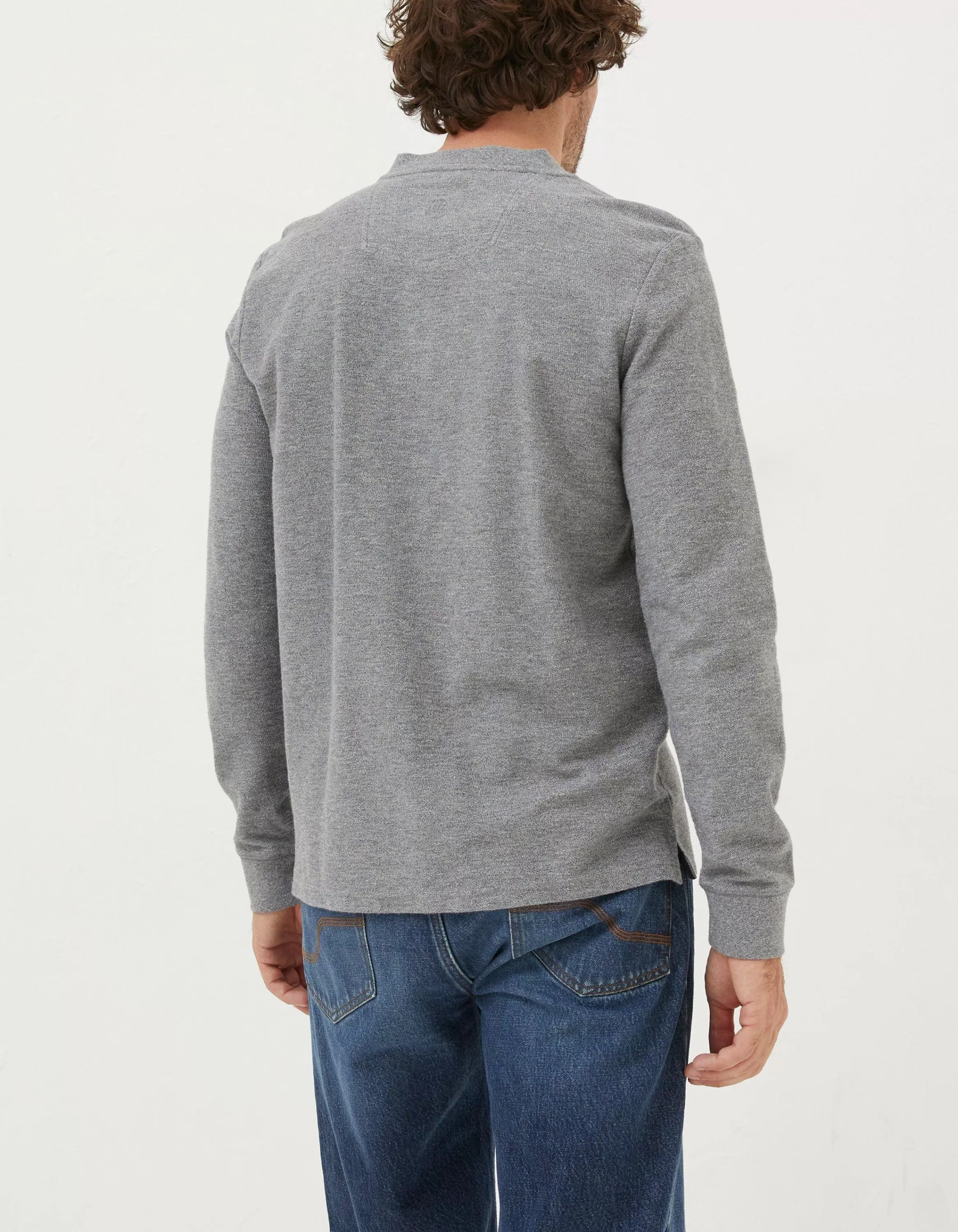 Discount FatFace Long Sleeve Kintbury Henley Grey Marl