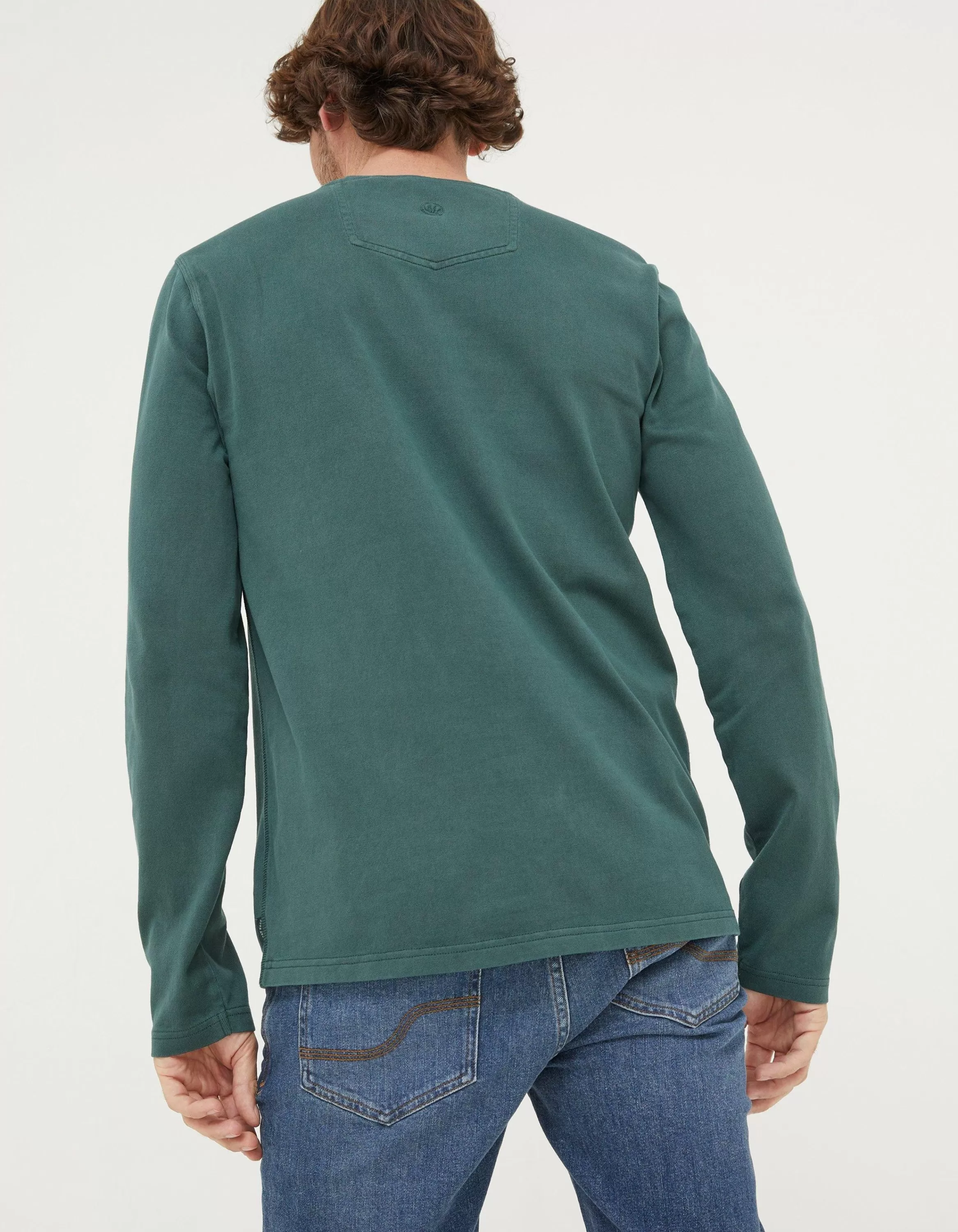 Store FatFace Long Sleeve Pocket Crew Jade Green