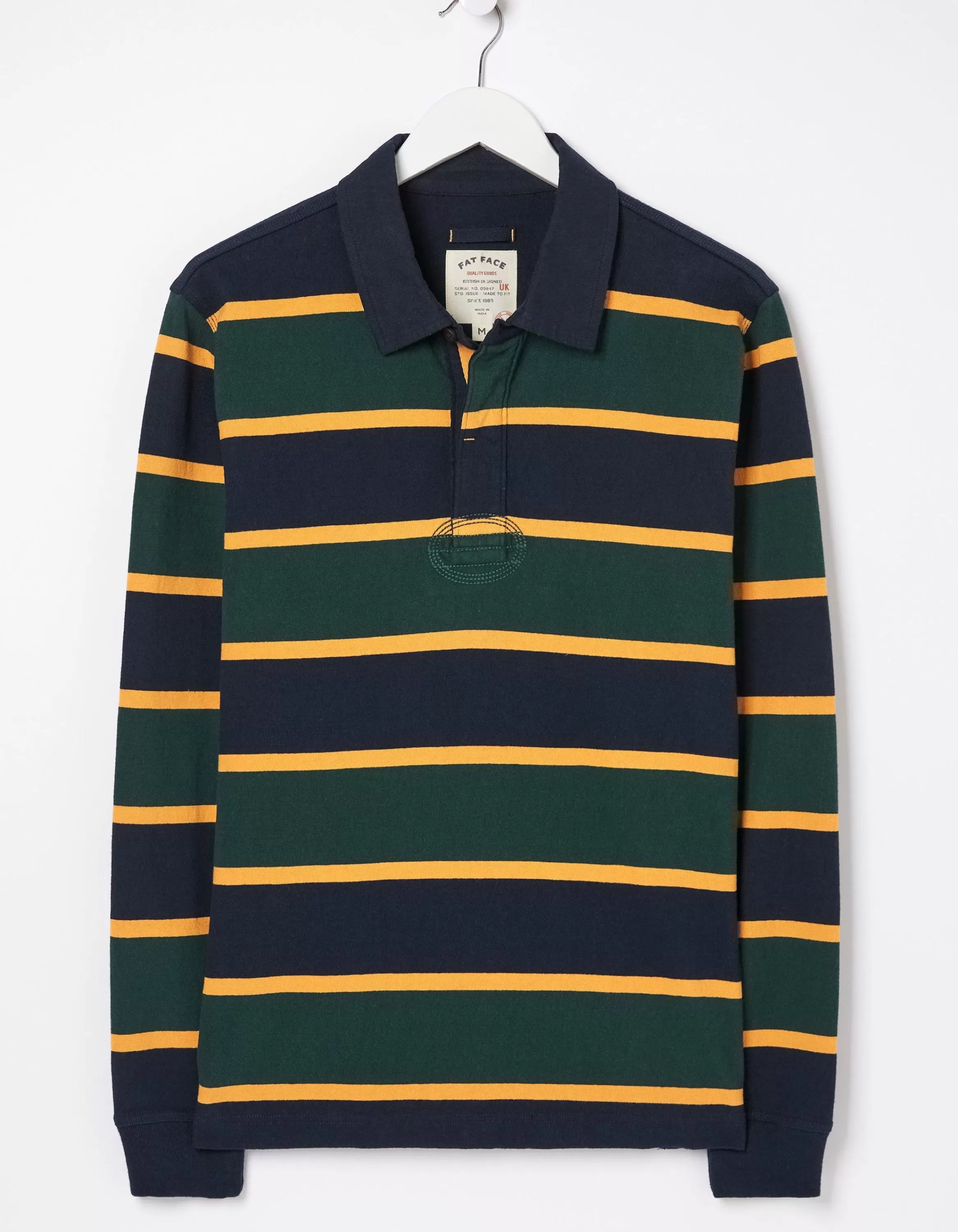 Store FatFace Long Sleeve Stripe Rugby Sweatshirt Jade Green