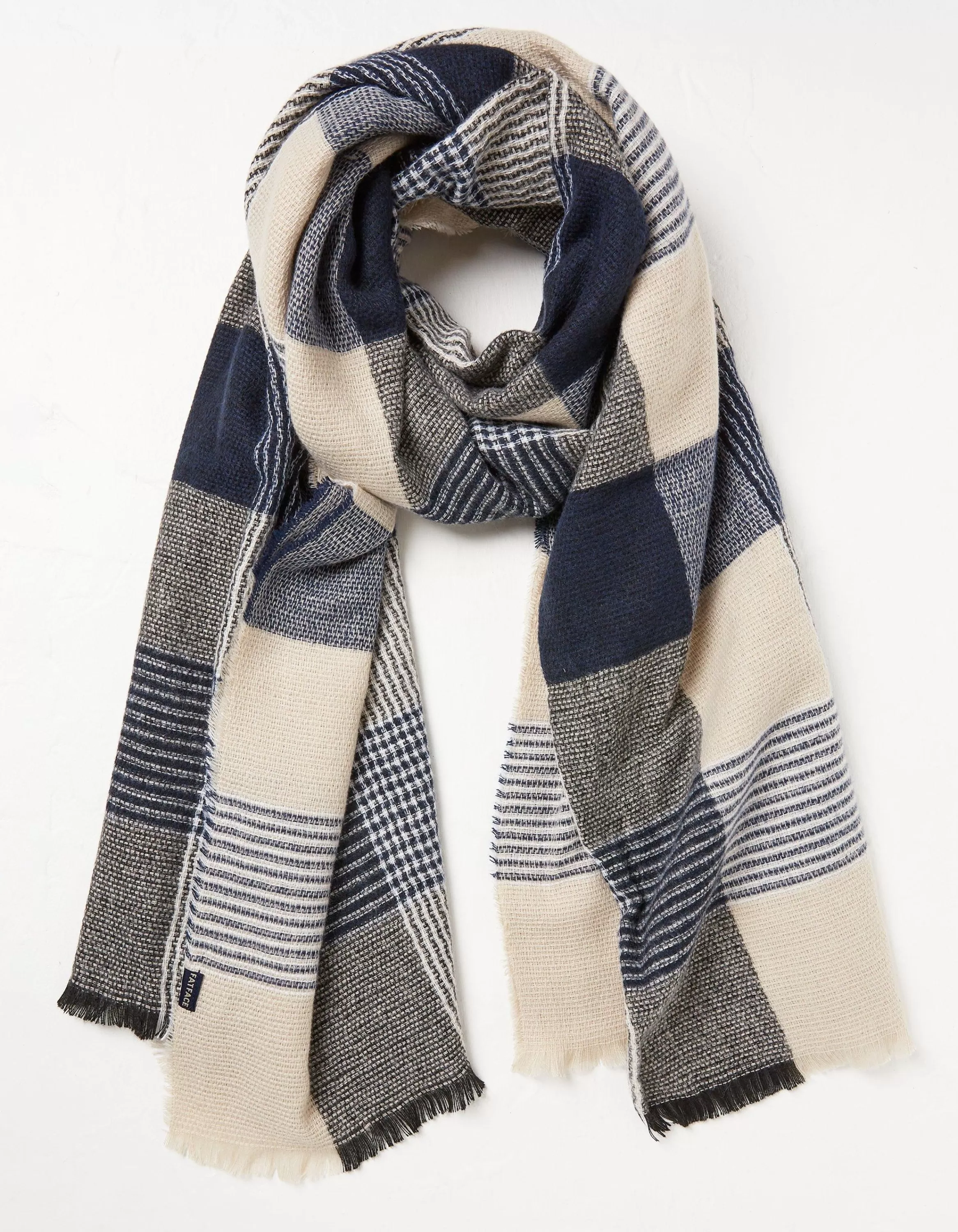 Hot FatFace Lori Large Check Scarf Navy