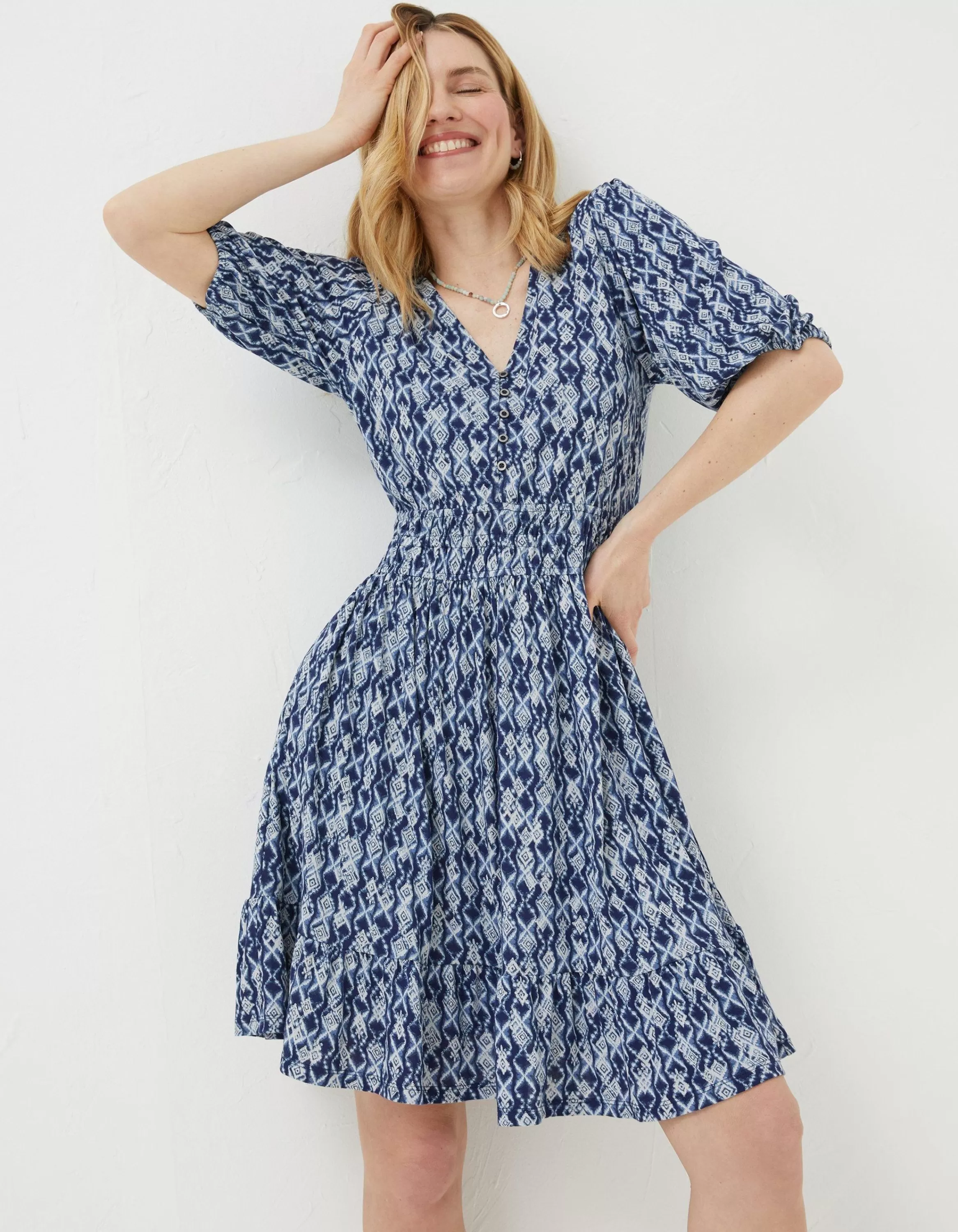 Best FatFace Lottie Geo Jersey Dress Navy