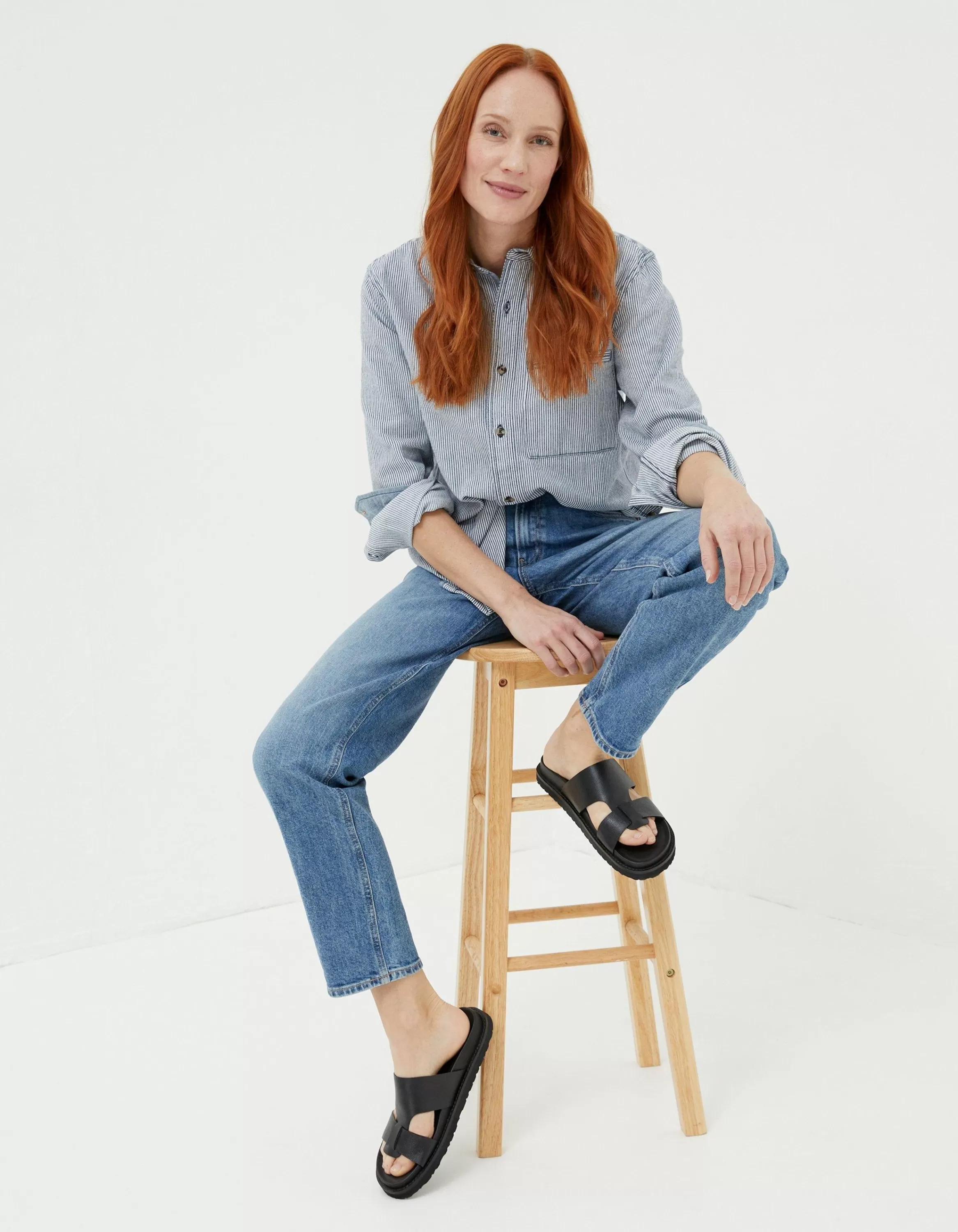 Shop FatFace Ludlow Boyfriend Jeans Denim Blue