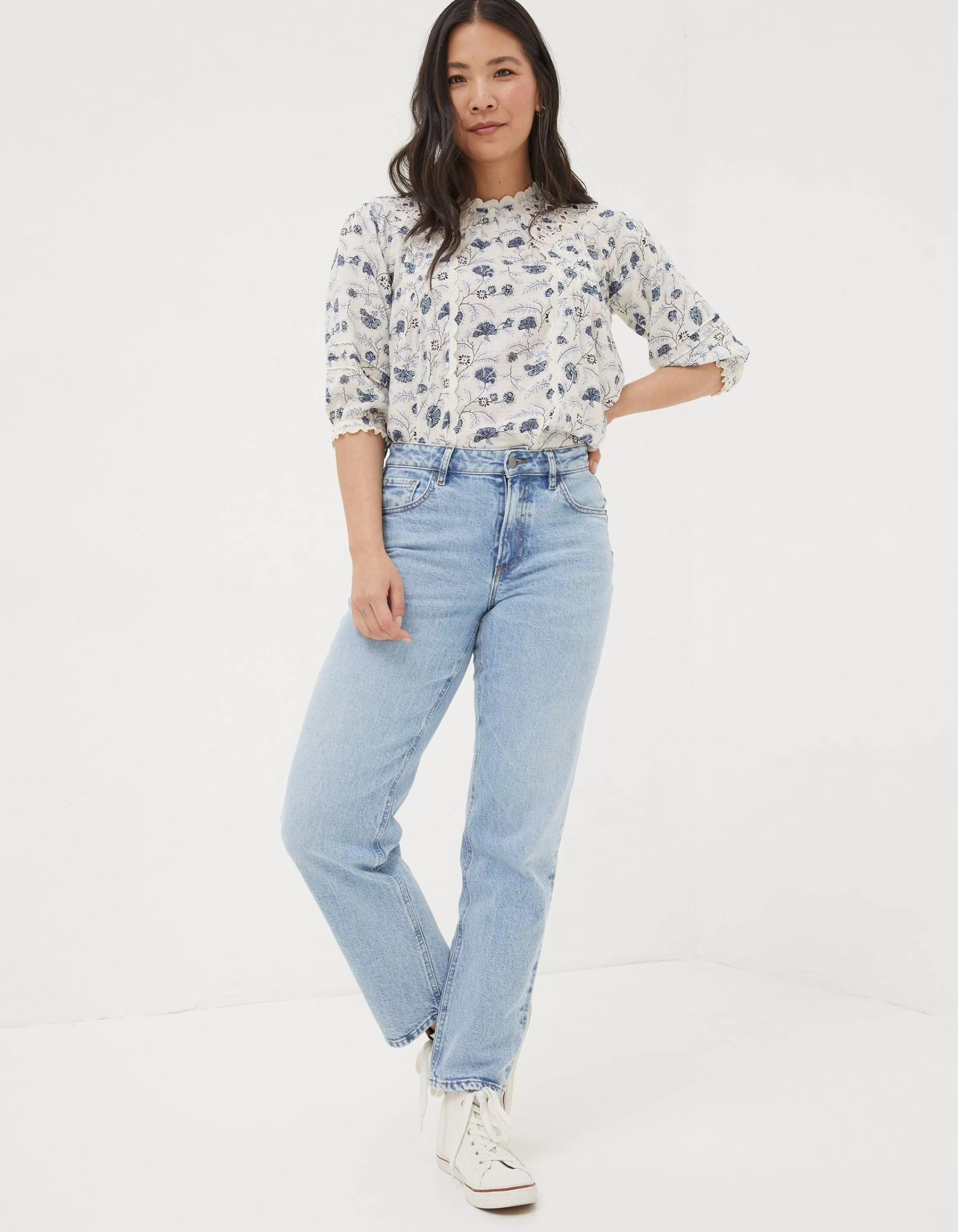 Cheap FatFace Ludlow Boyfriend Jeans Light Denim Blue