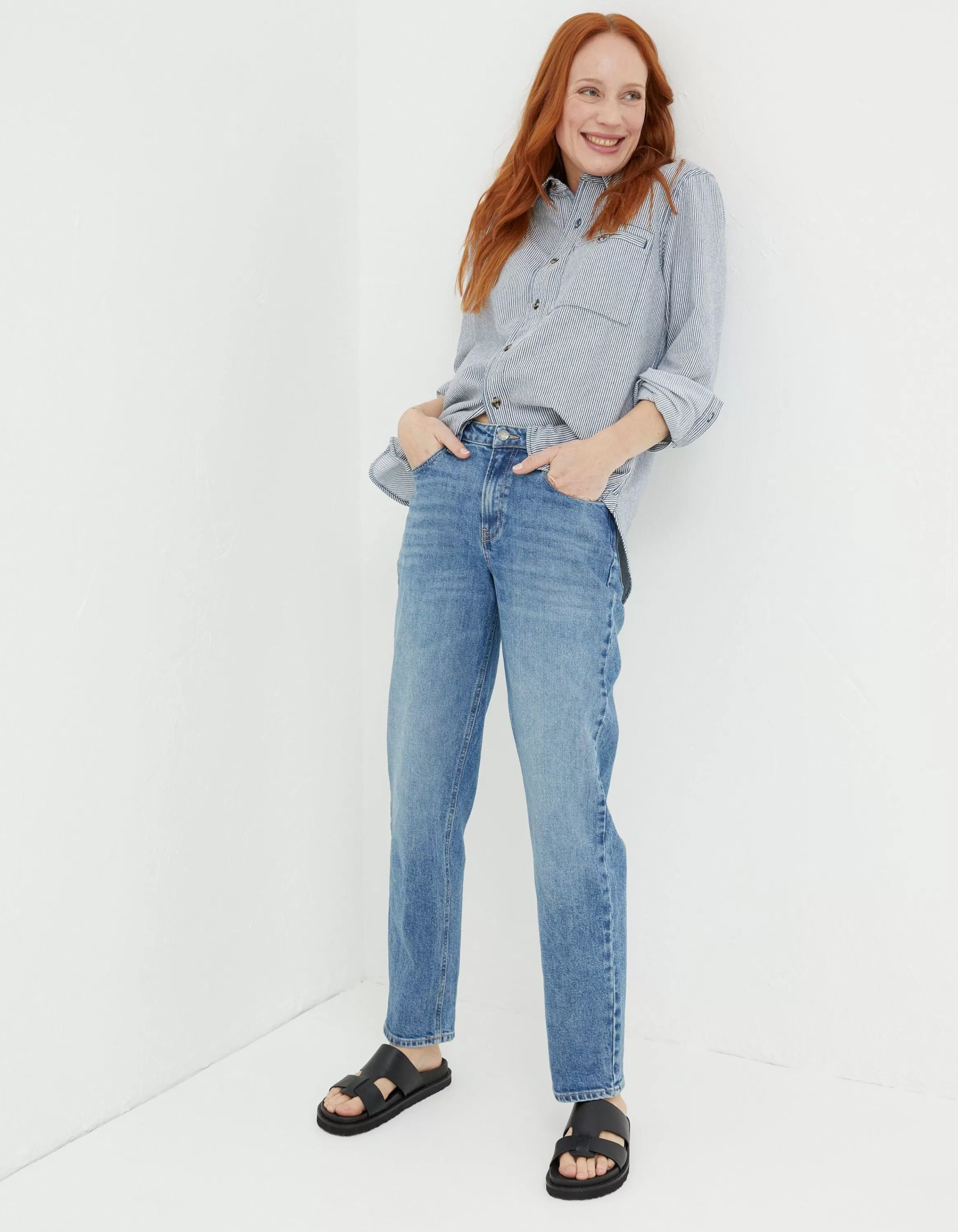 Shop FatFace Ludlow Boyfriend Jeans Denim Blue