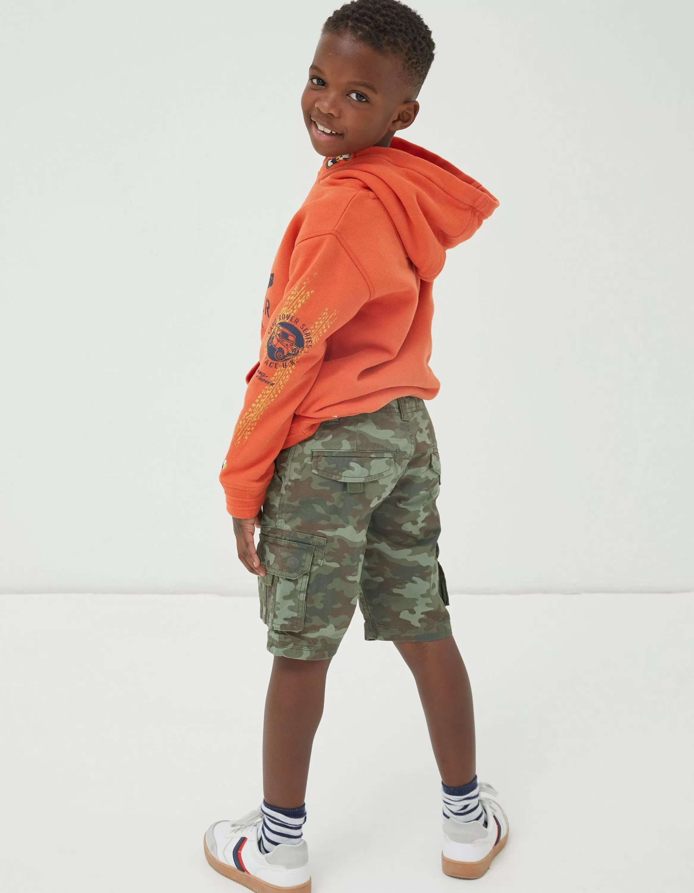 Outlet FatFace Lulworth Camo Cargo Shorts Khaki Green