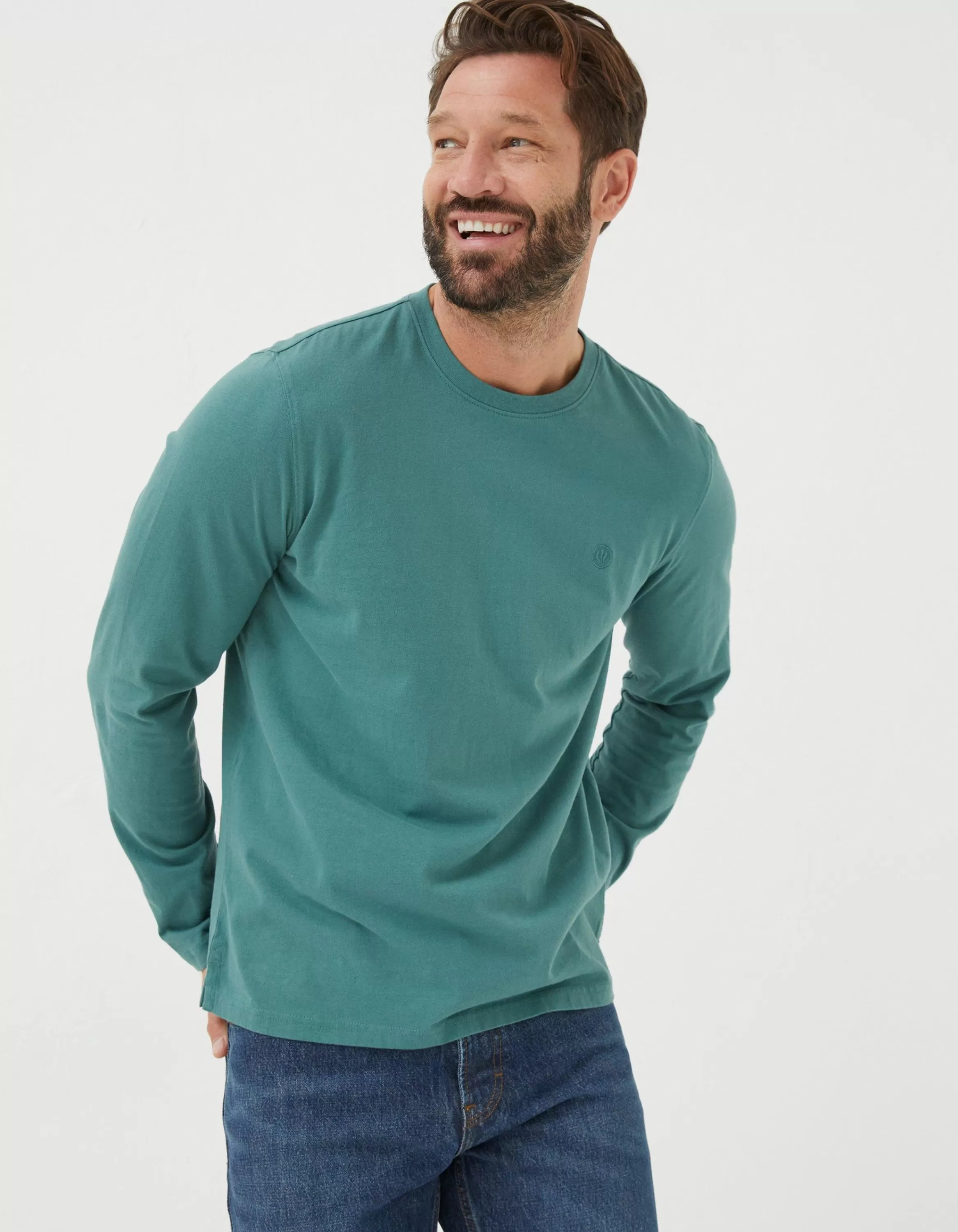 Cheap FatFace Lulworth Long Sleeve T-Shirt Dark Teal