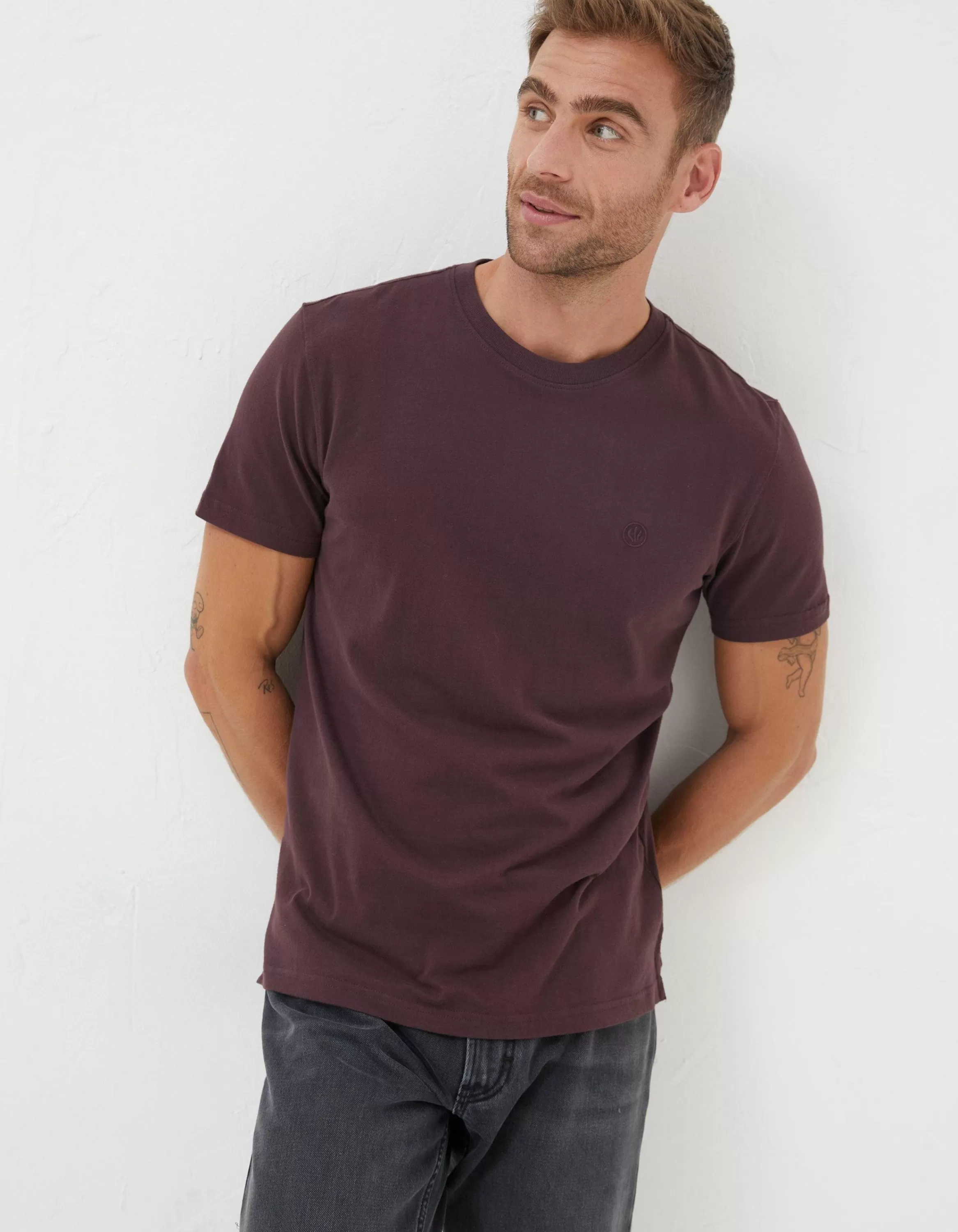 Discount FatFace Lulworth Organic Cotton Crew T-Shirt Plum