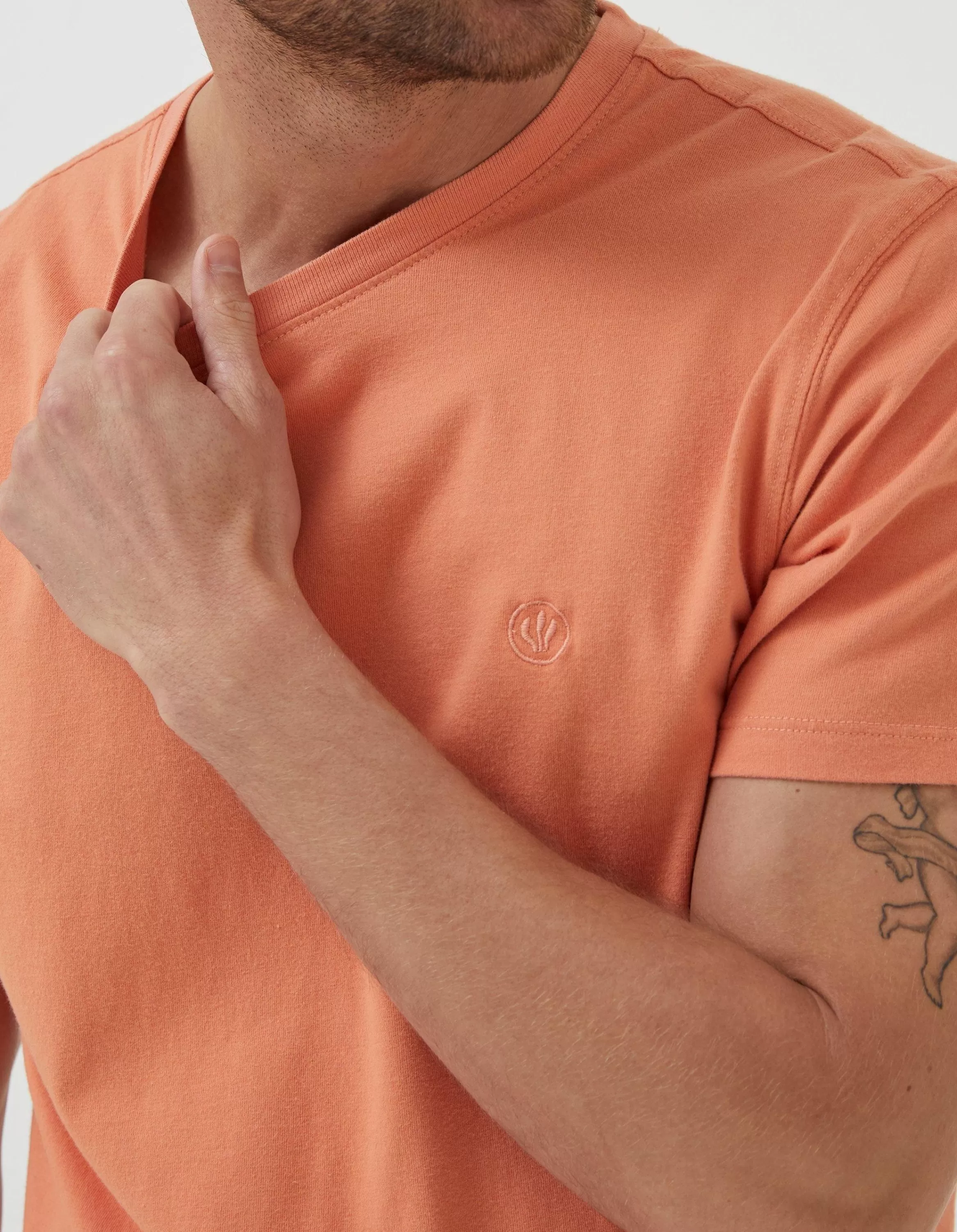 Clearance FatFace Lulworth Organic Cotton Crew T-Shirt Dusky Orange