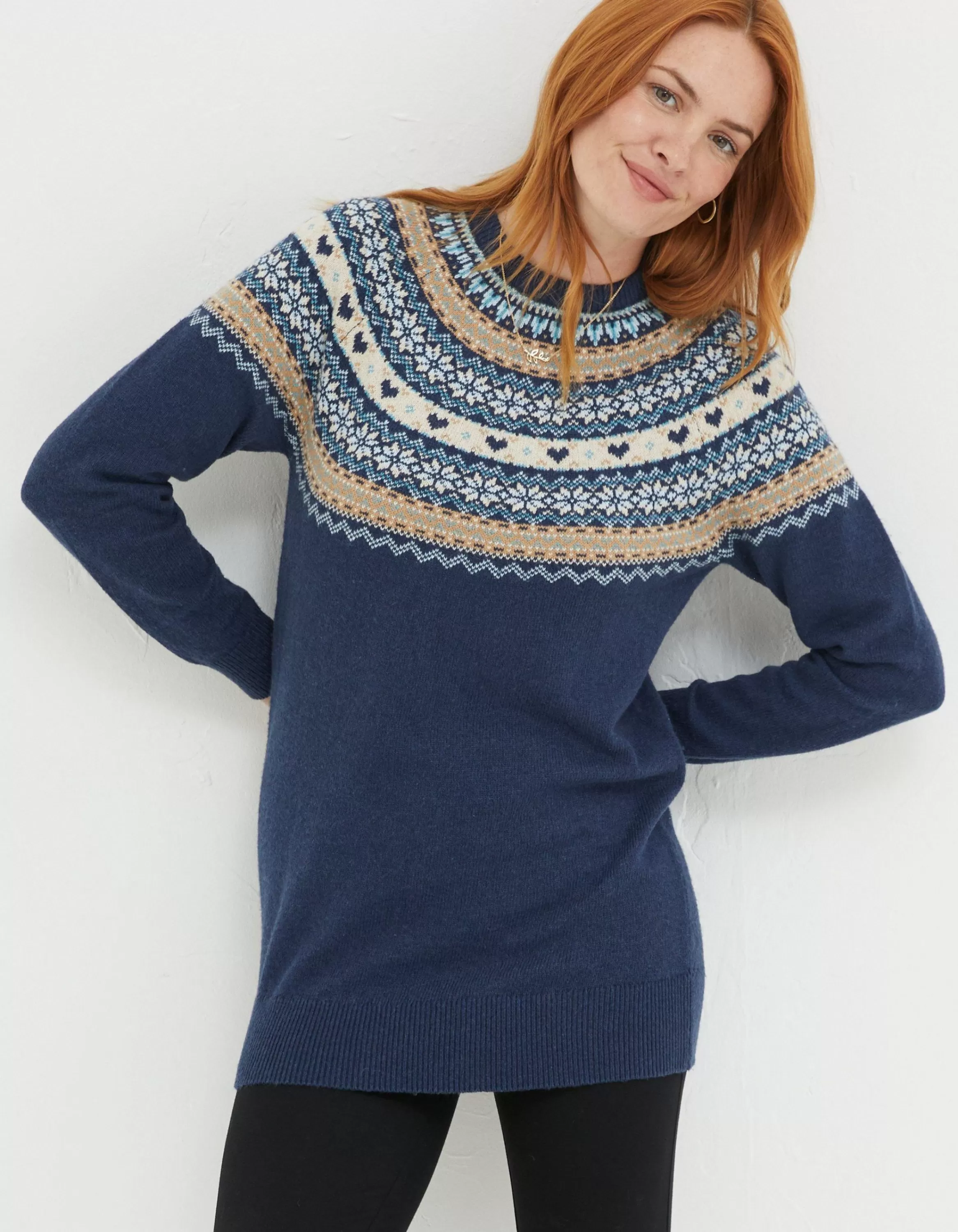 Discount FatFace Luna Fairisle Knitted Tunic Navy