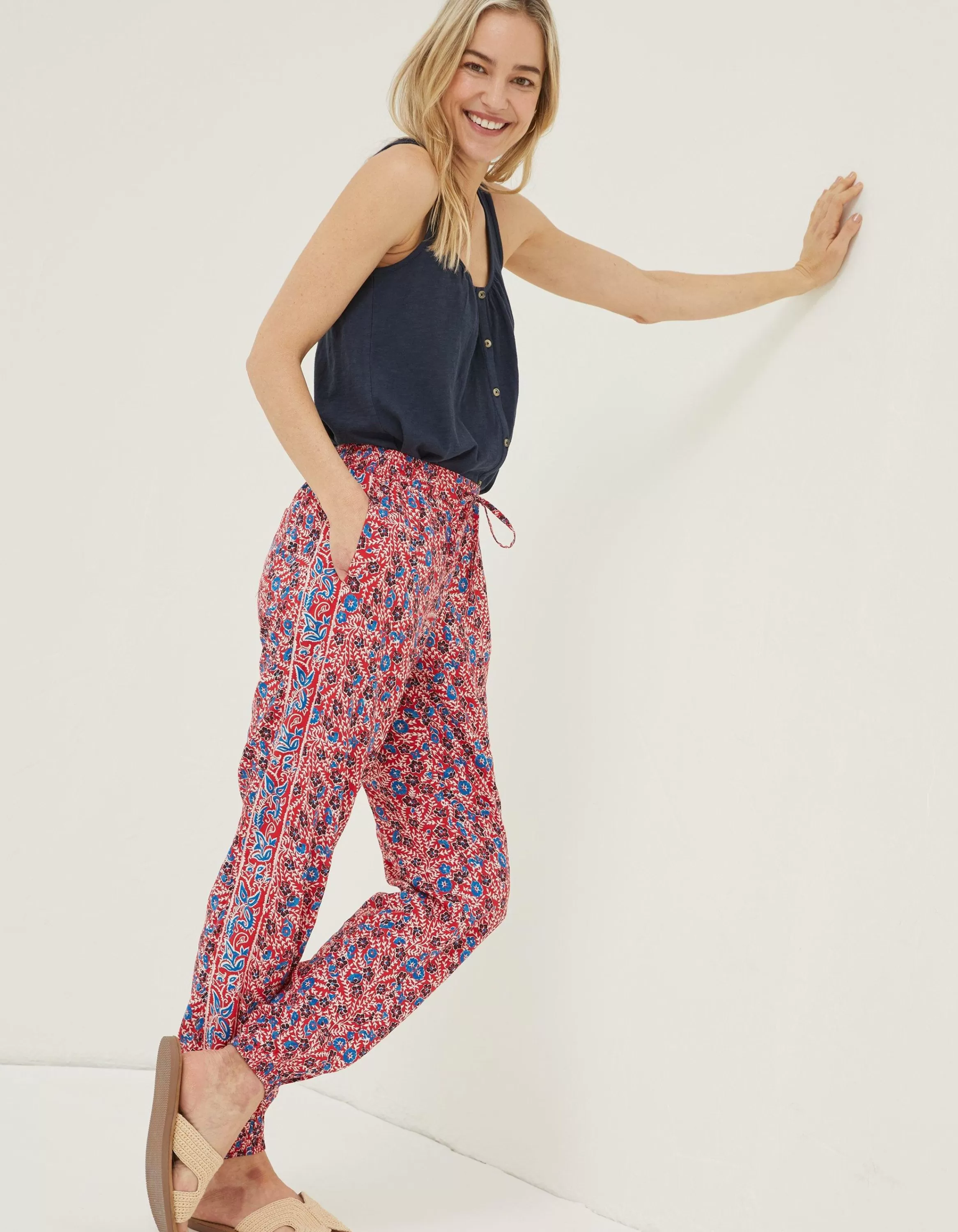 Flash Sale FatFace Lyme Woodblock Cuffed Trousers Tomato Red