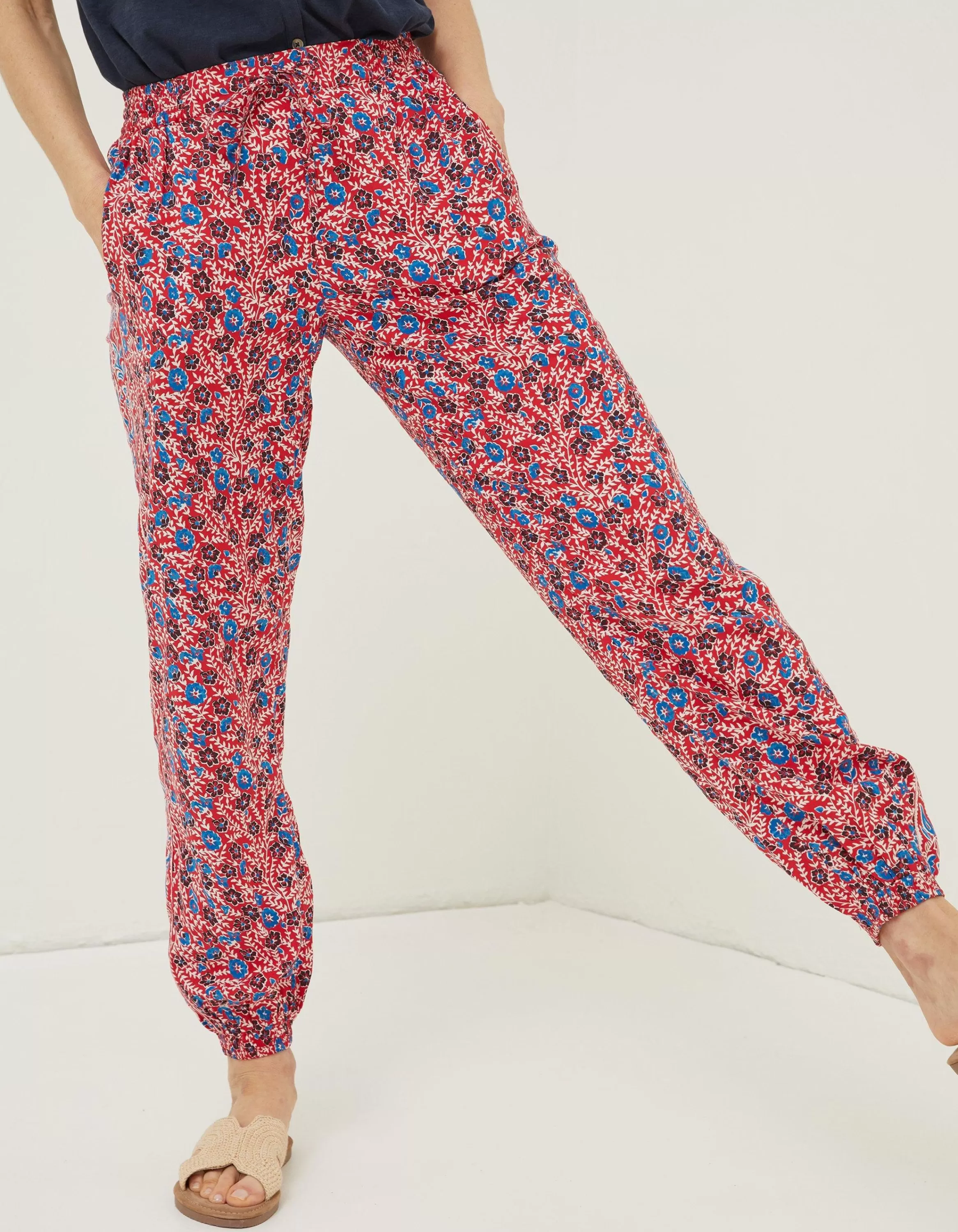 Flash Sale FatFace Lyme Woodblock Cuffed Trousers Tomato Red