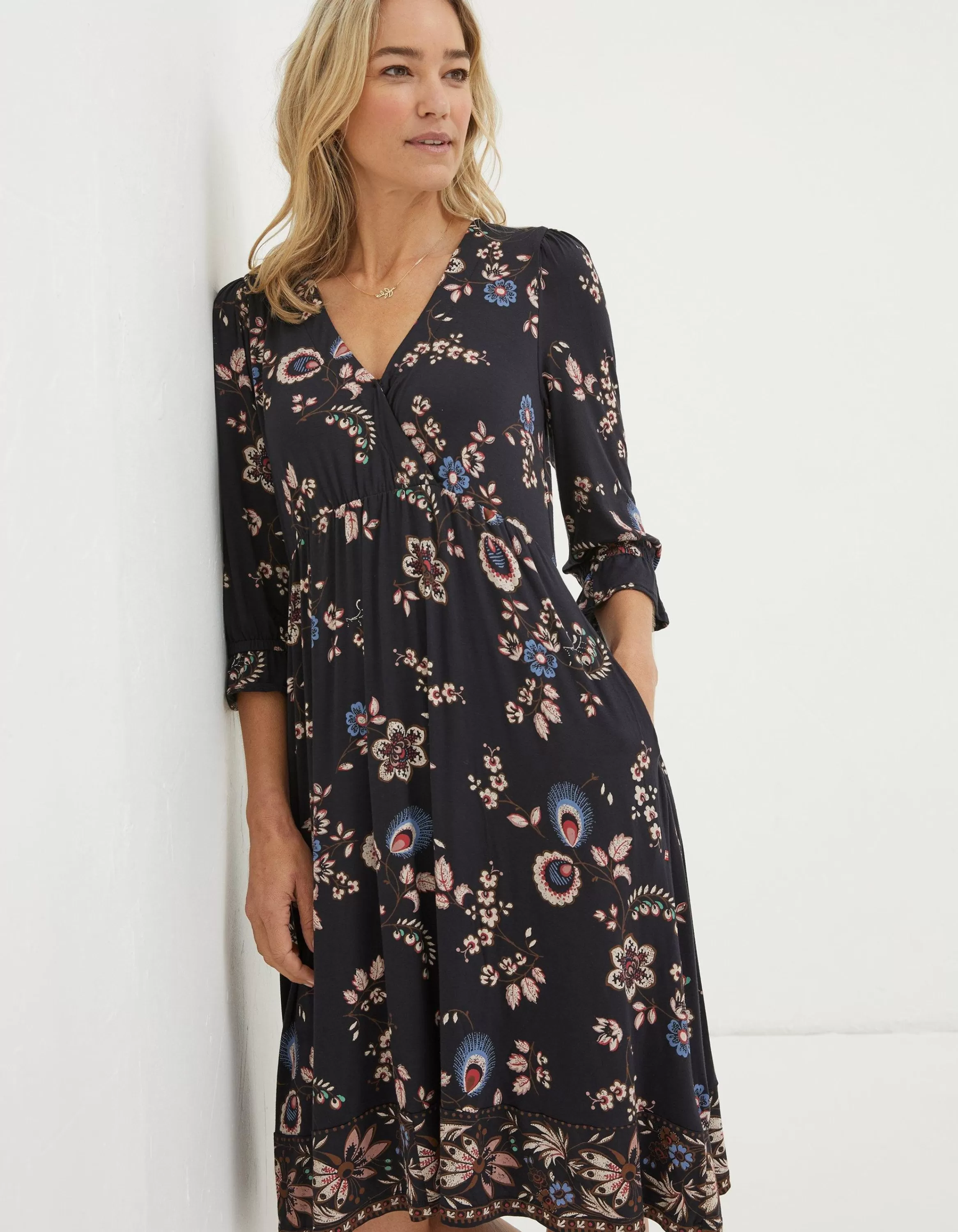 Shop FatFace Lynnie Floral Jersey Dress Black