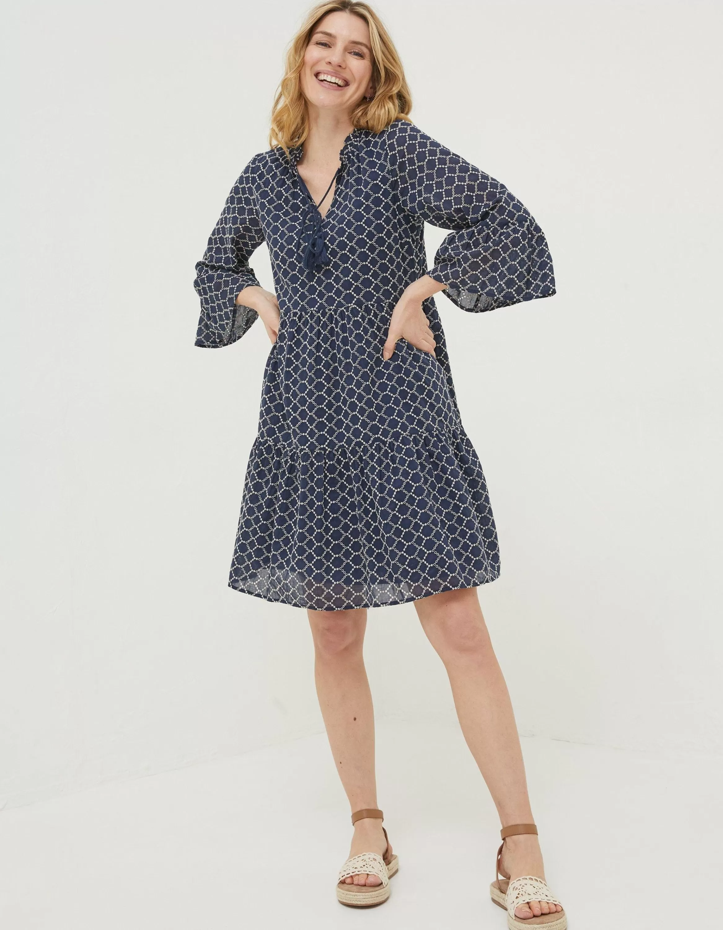 Outlet FatFace Maddie Embroidered Dress Navy