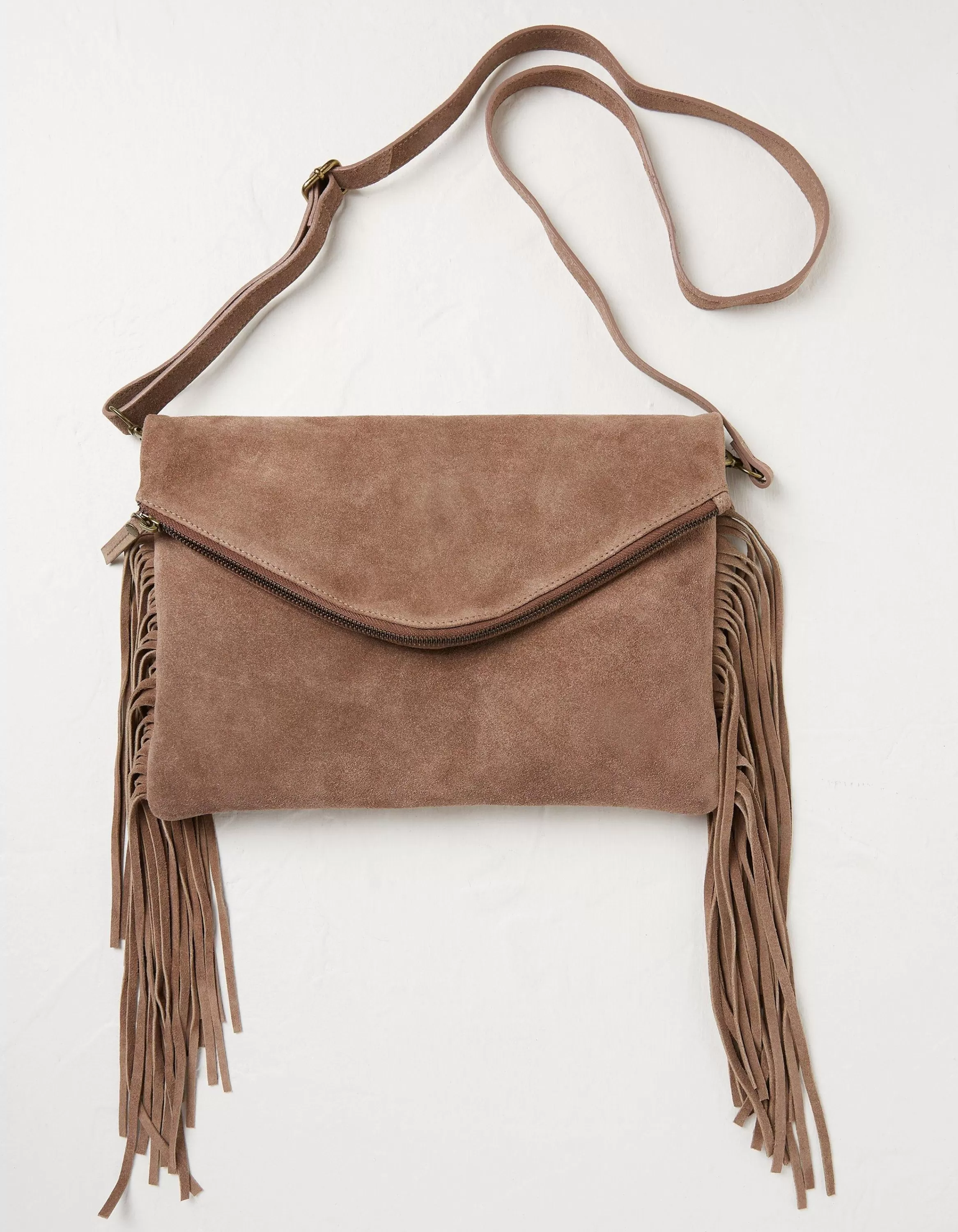 Best FatFace Maelie Tassel Suede Crossbody Bag Stone