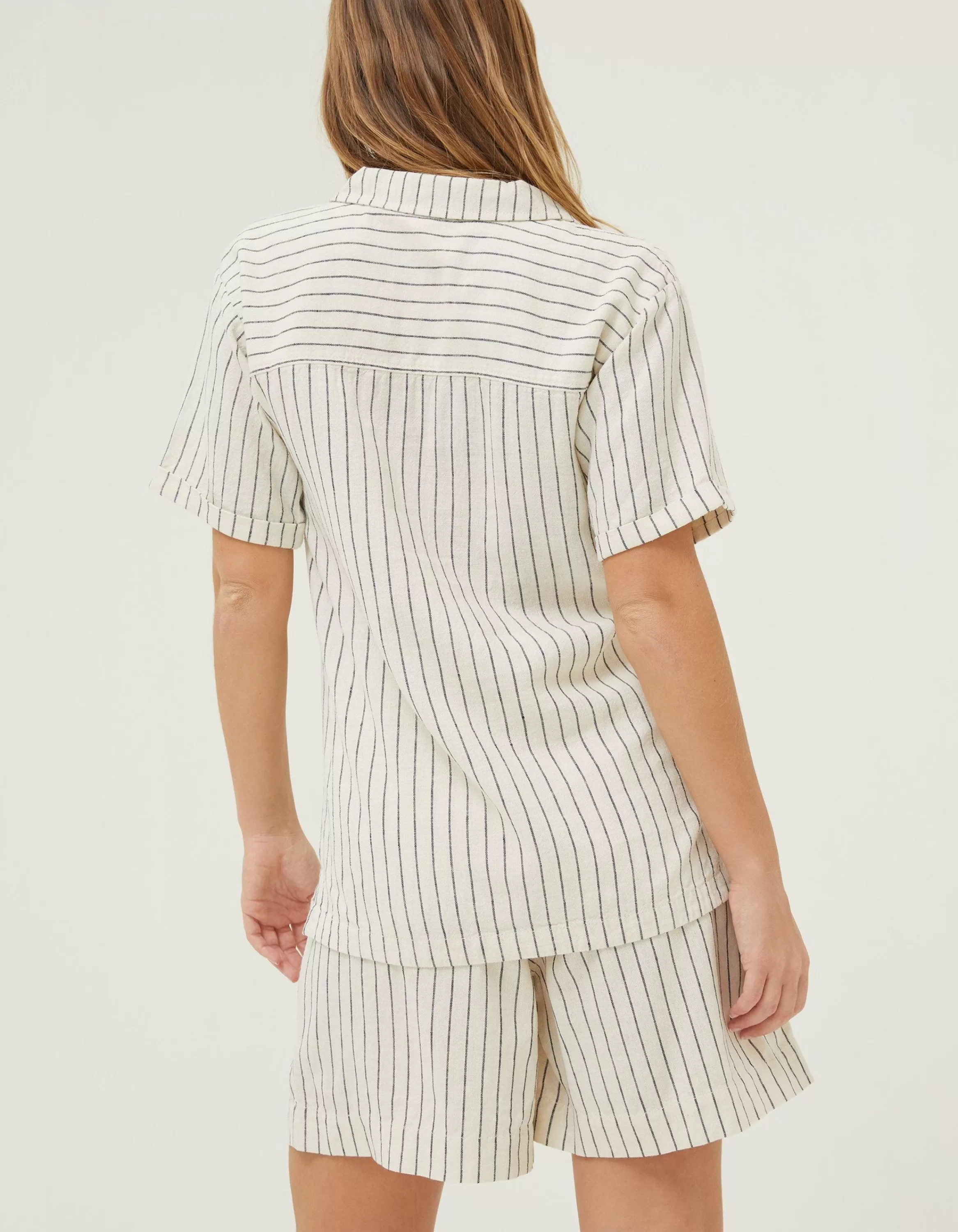 Fashion FatFace Mali Linen Blend Stripe Shirt Ivory