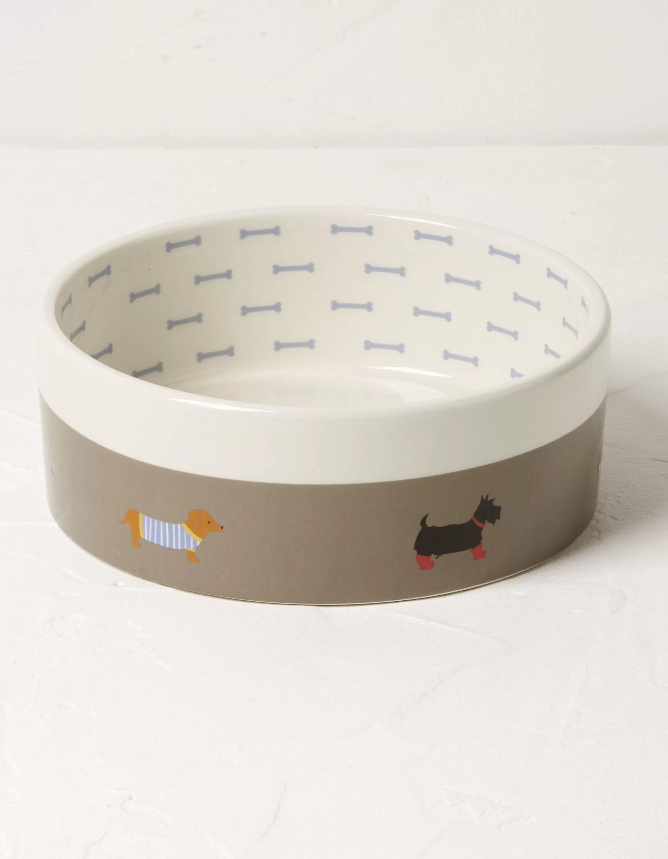 Discount FatFace Marching Dogs Print Pet Bowl Grey