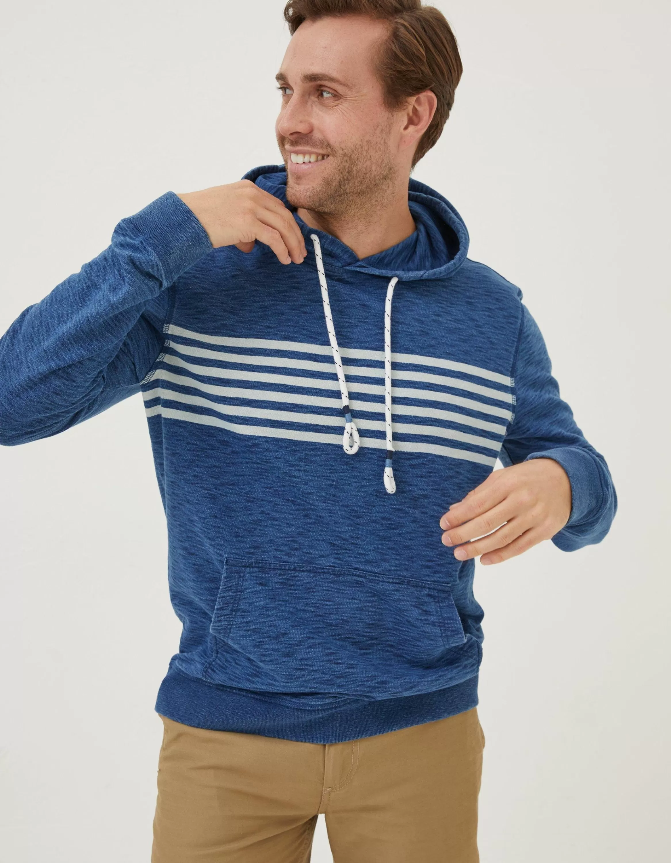 Sale FatFace Mcs Indigo Stripe Hoodie Blue