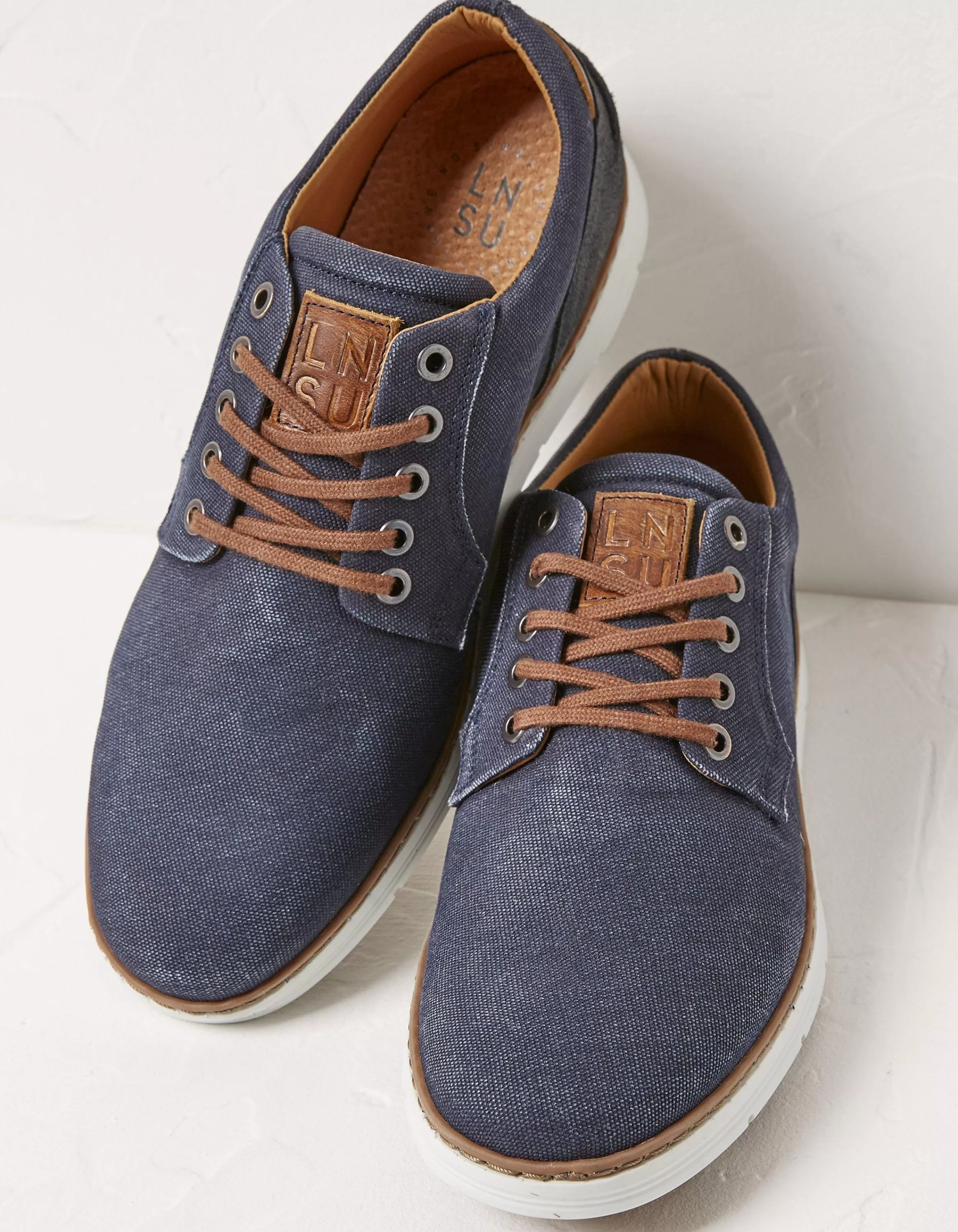 Online FatFace Men'S Canvas Mix Trainers Navy