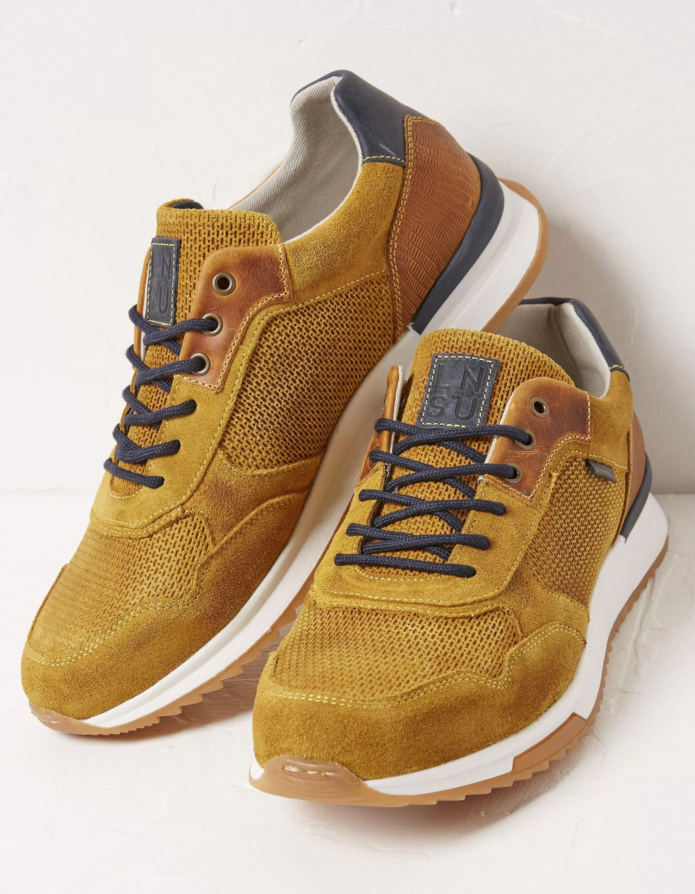 Flash Sale FatFace Men'S Leather Trainers Mustard