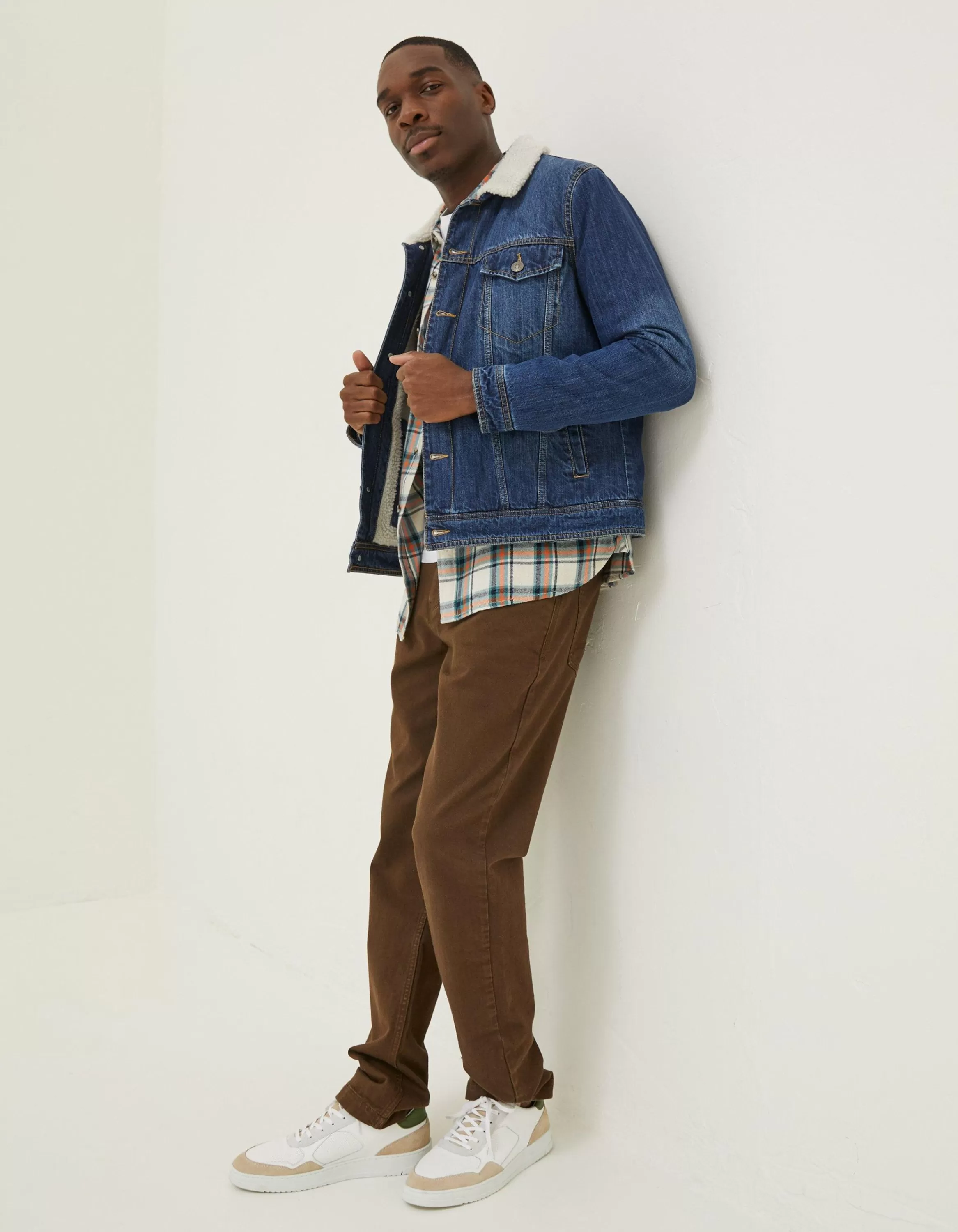 Clearance FatFace Mid Wash Borg Jacket Denim