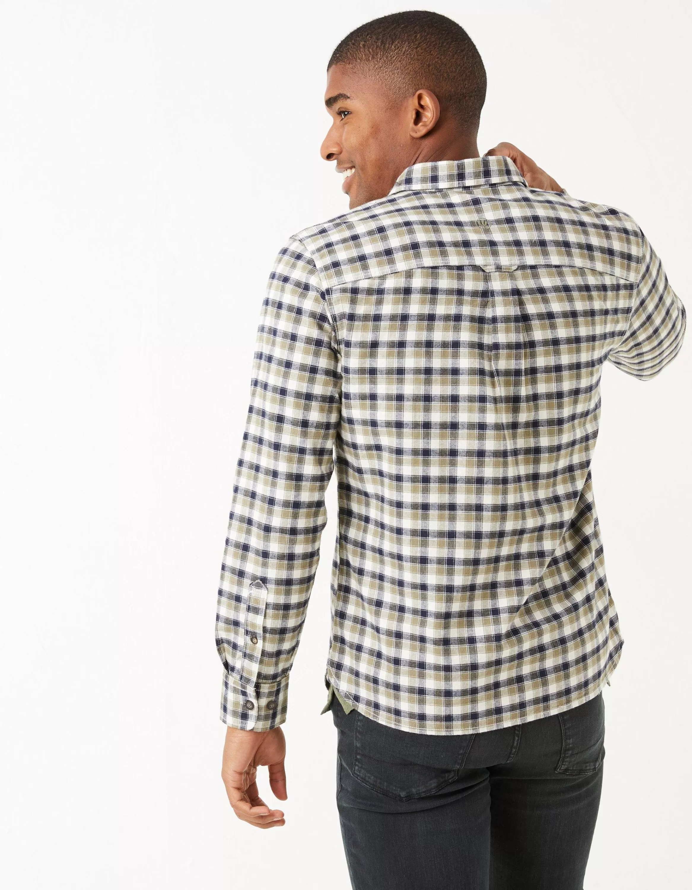 Shop FatFace Miller Check Shirt Khaki Green