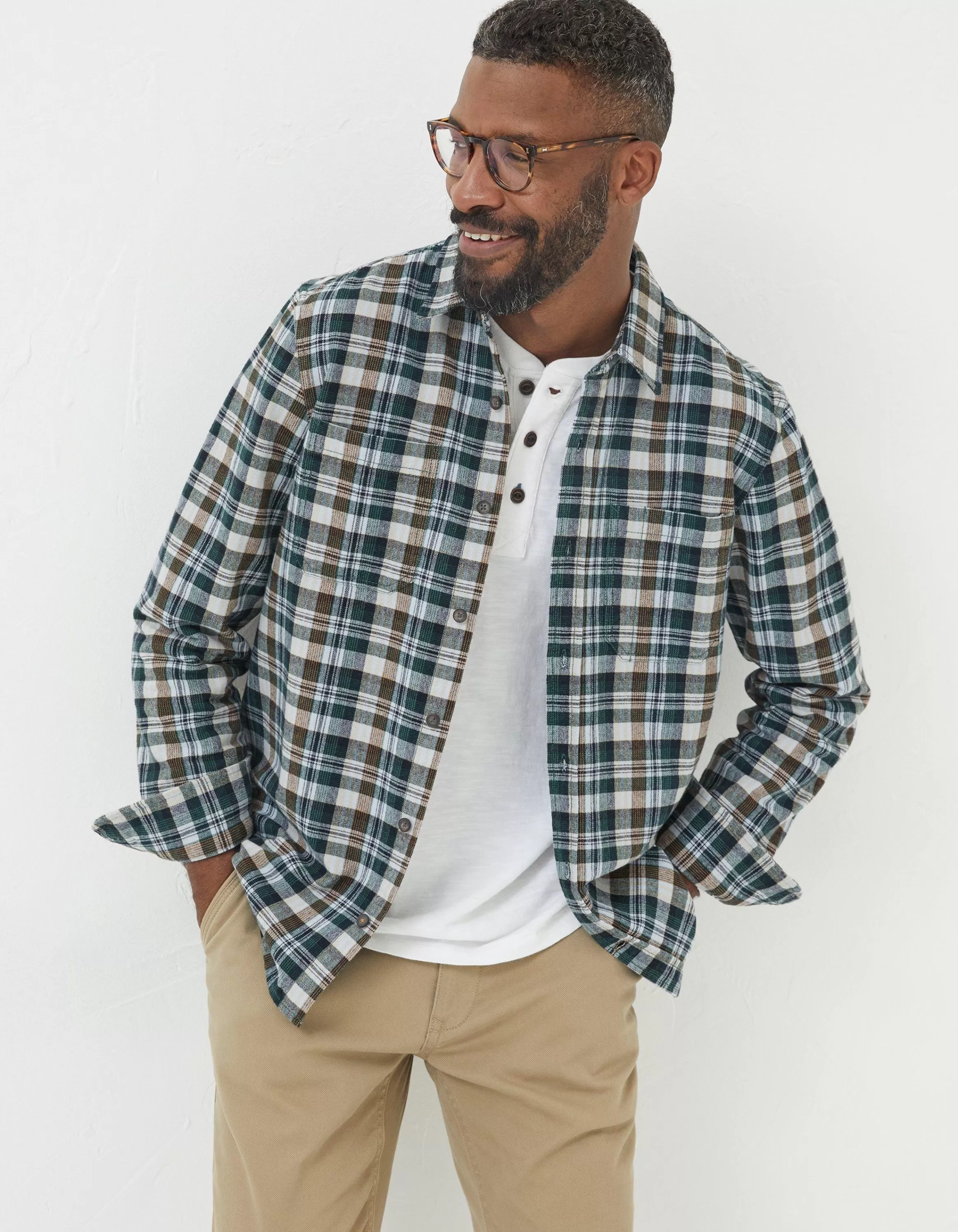 New FatFace Monkton Check Shirt Green