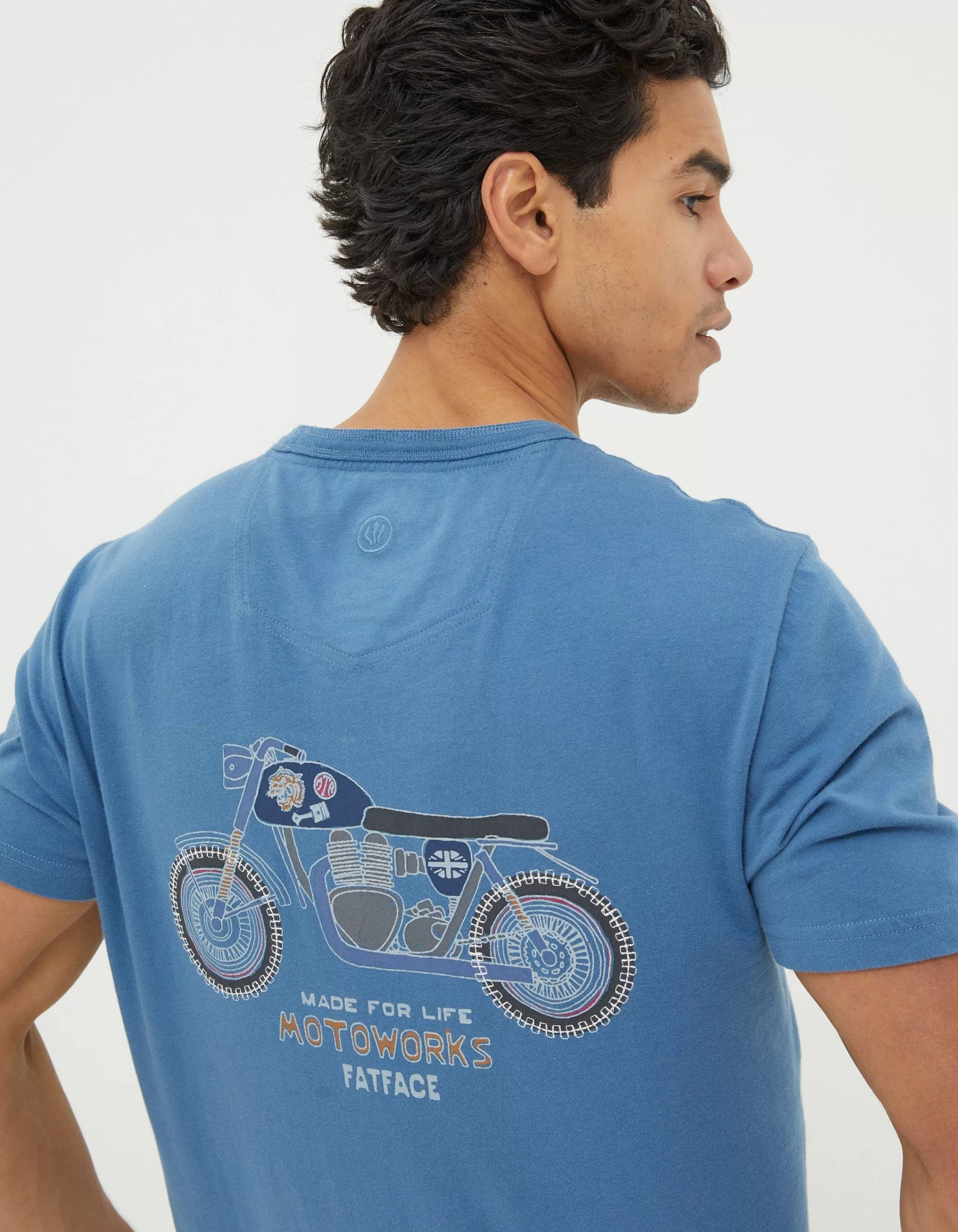 Discount FatFace Motoworks T-Shirt Washed Blue