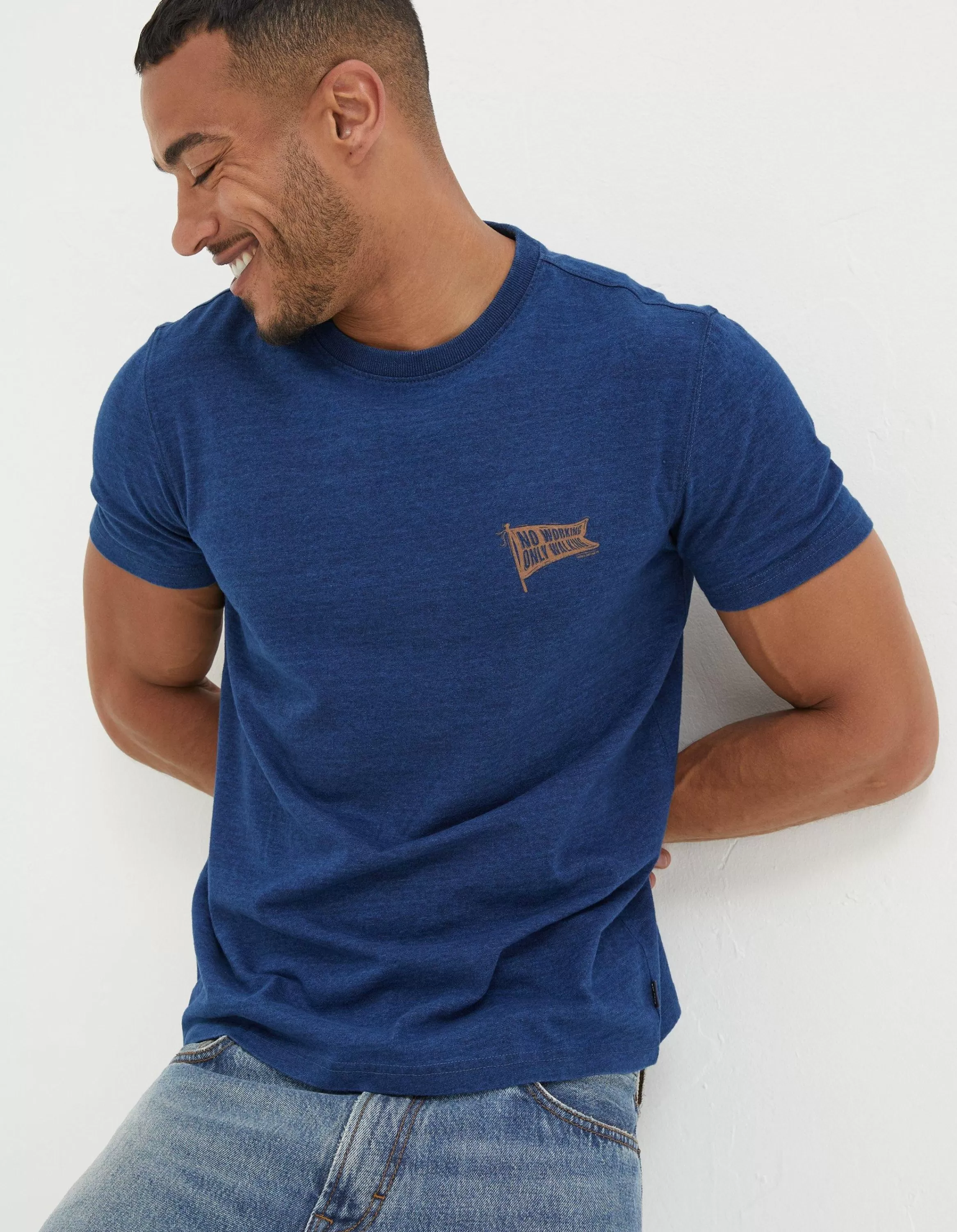 Cheap FatFace Mountain Indigo T-Shirt Indigo Blue