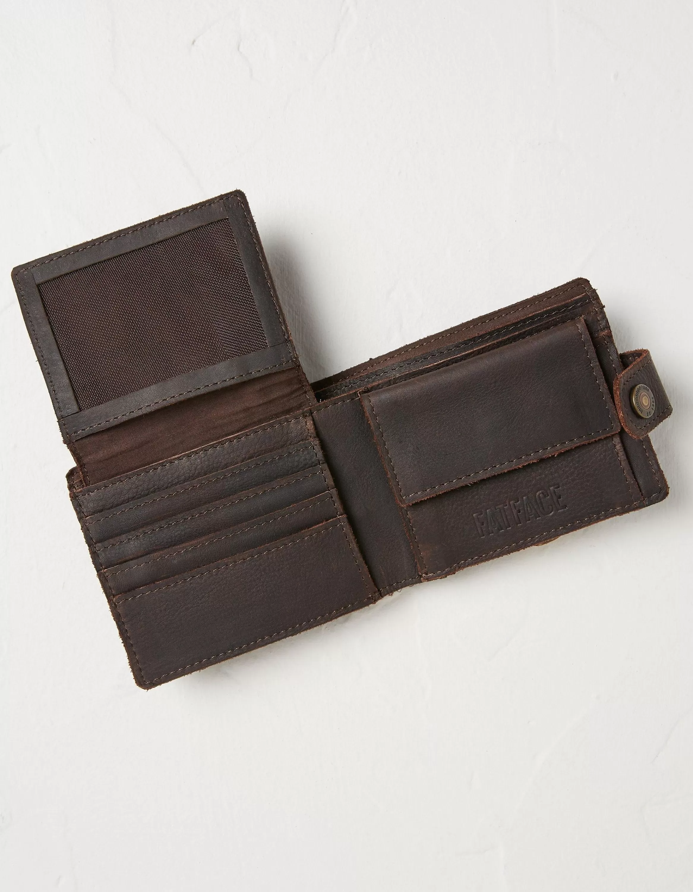 New FatFace Multi Compartment Leather Wallet Chocolate Brown