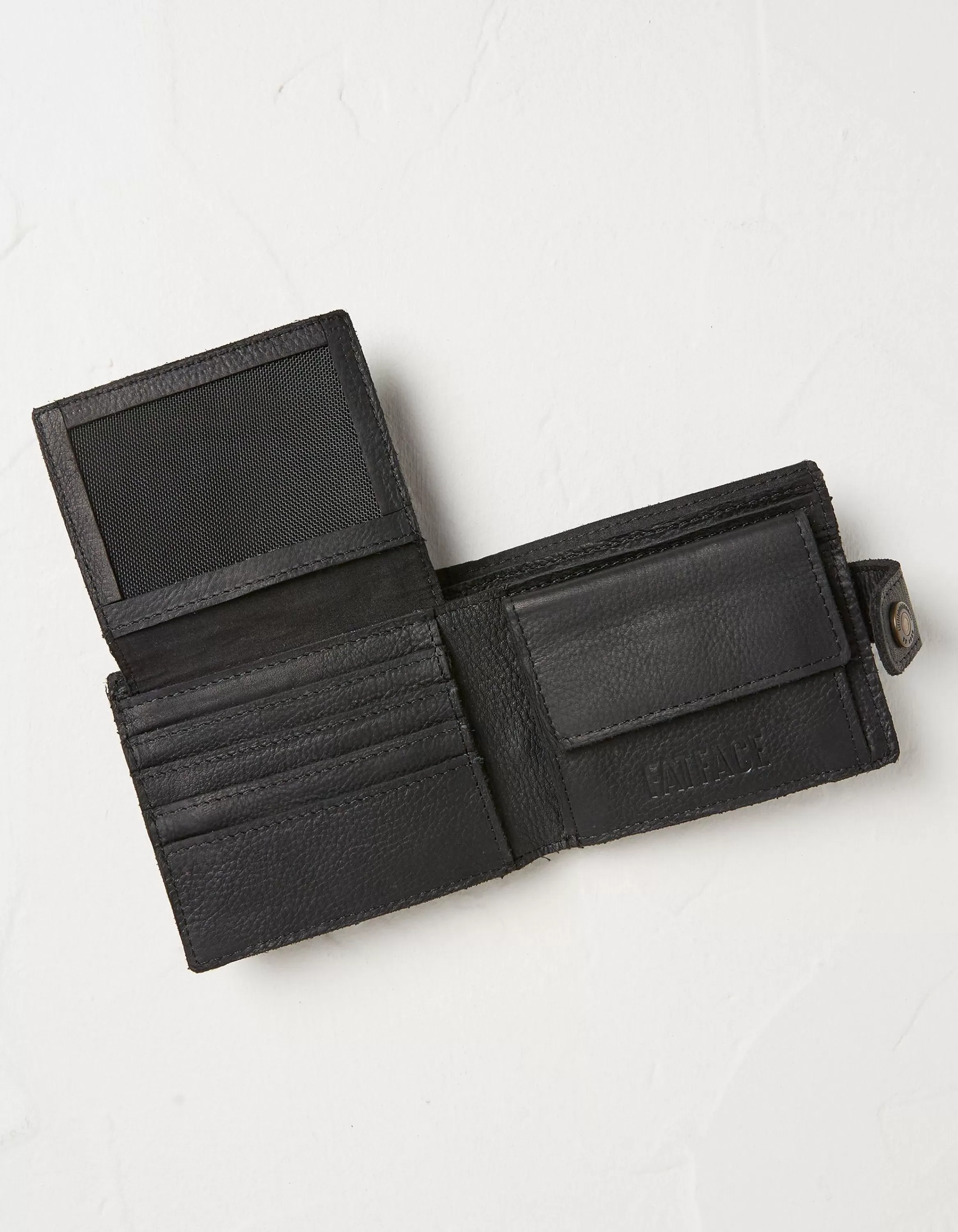 Shop FatFace Multi Compartment Leather Wallet Black