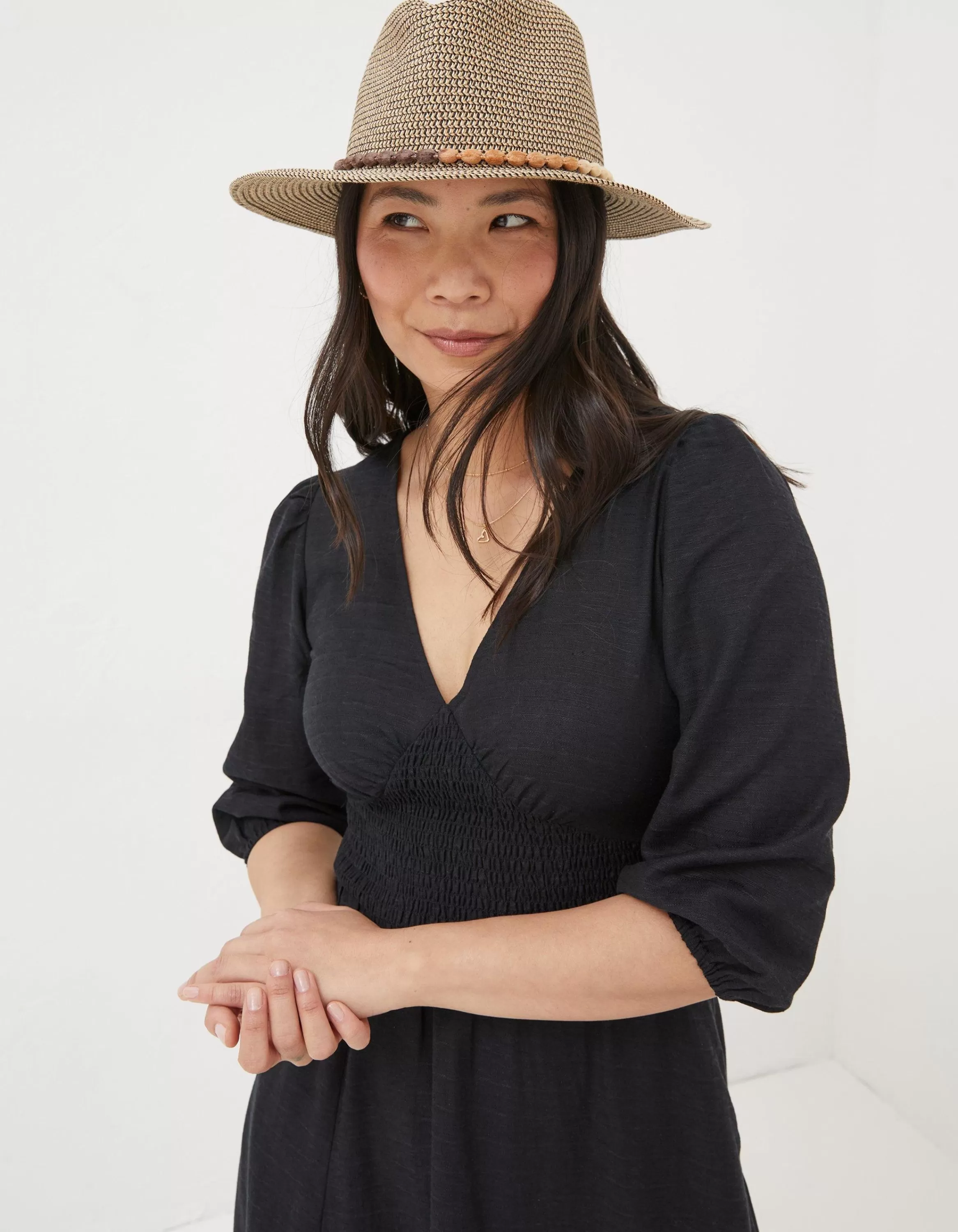 Clearance FatFace Multi Weave Fedora Hat Natural