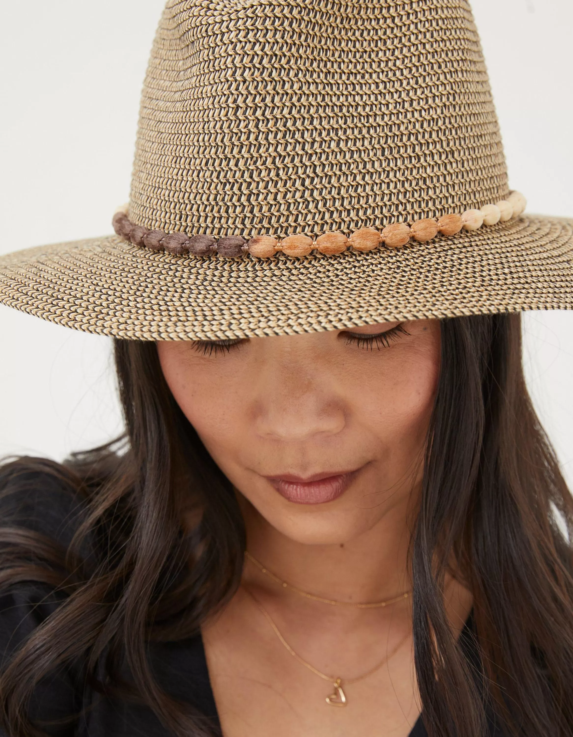 Clearance FatFace Multi Weave Fedora Hat Natural