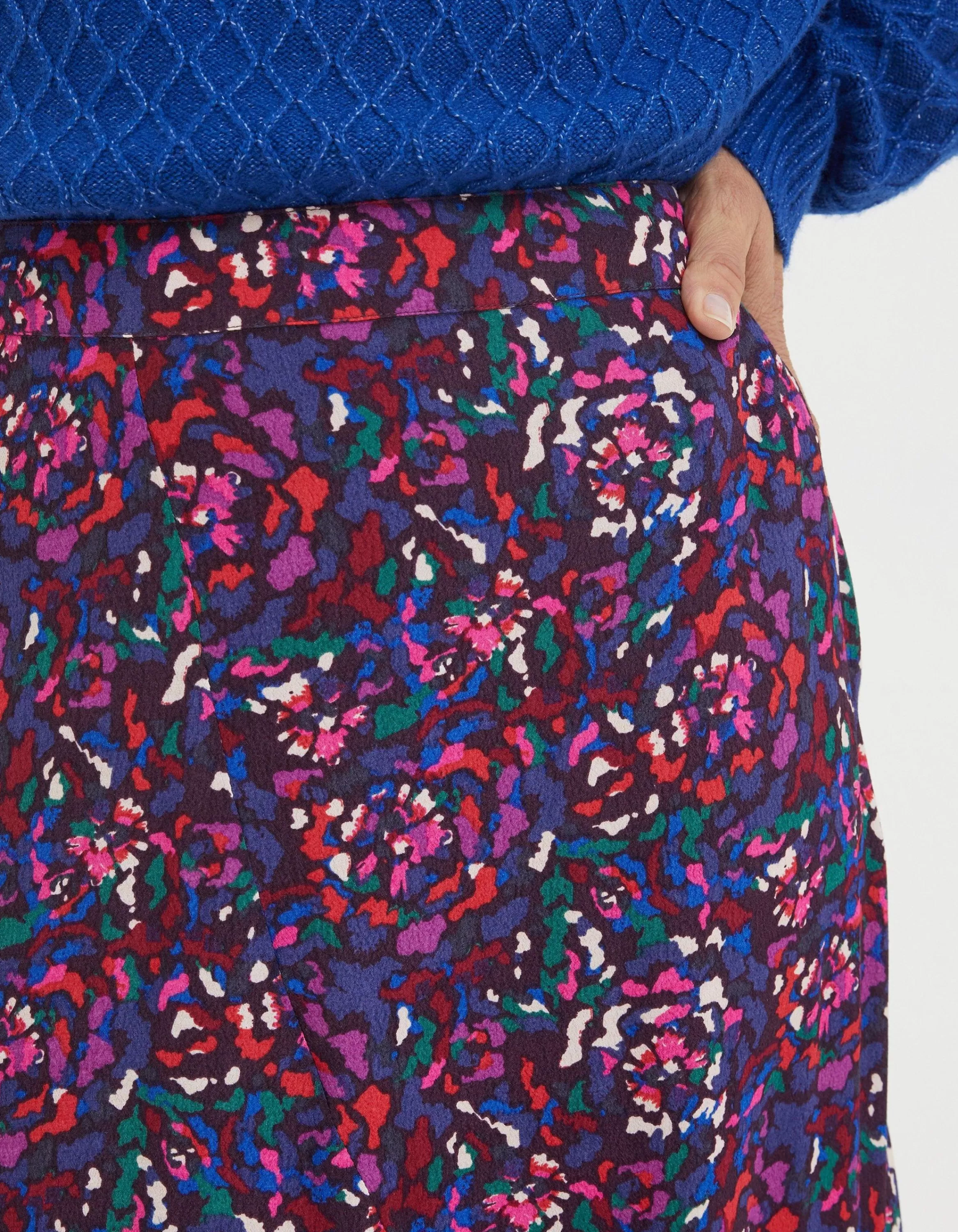 Sale FatFace Naomi Abstract Midi Skirt Purple