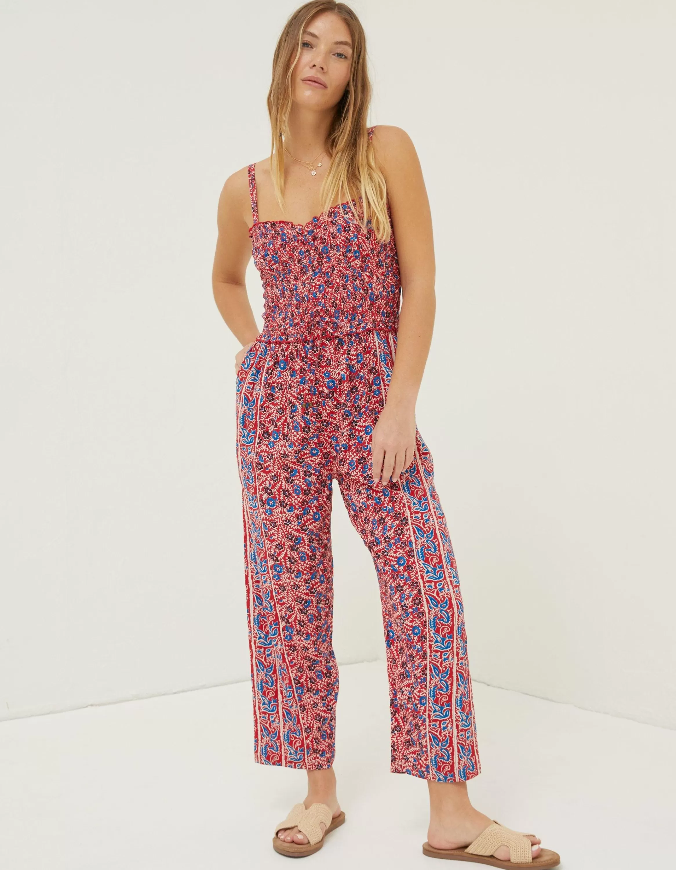 Outlet FatFace Natalie Meadow Jumpsuit Tomato Red