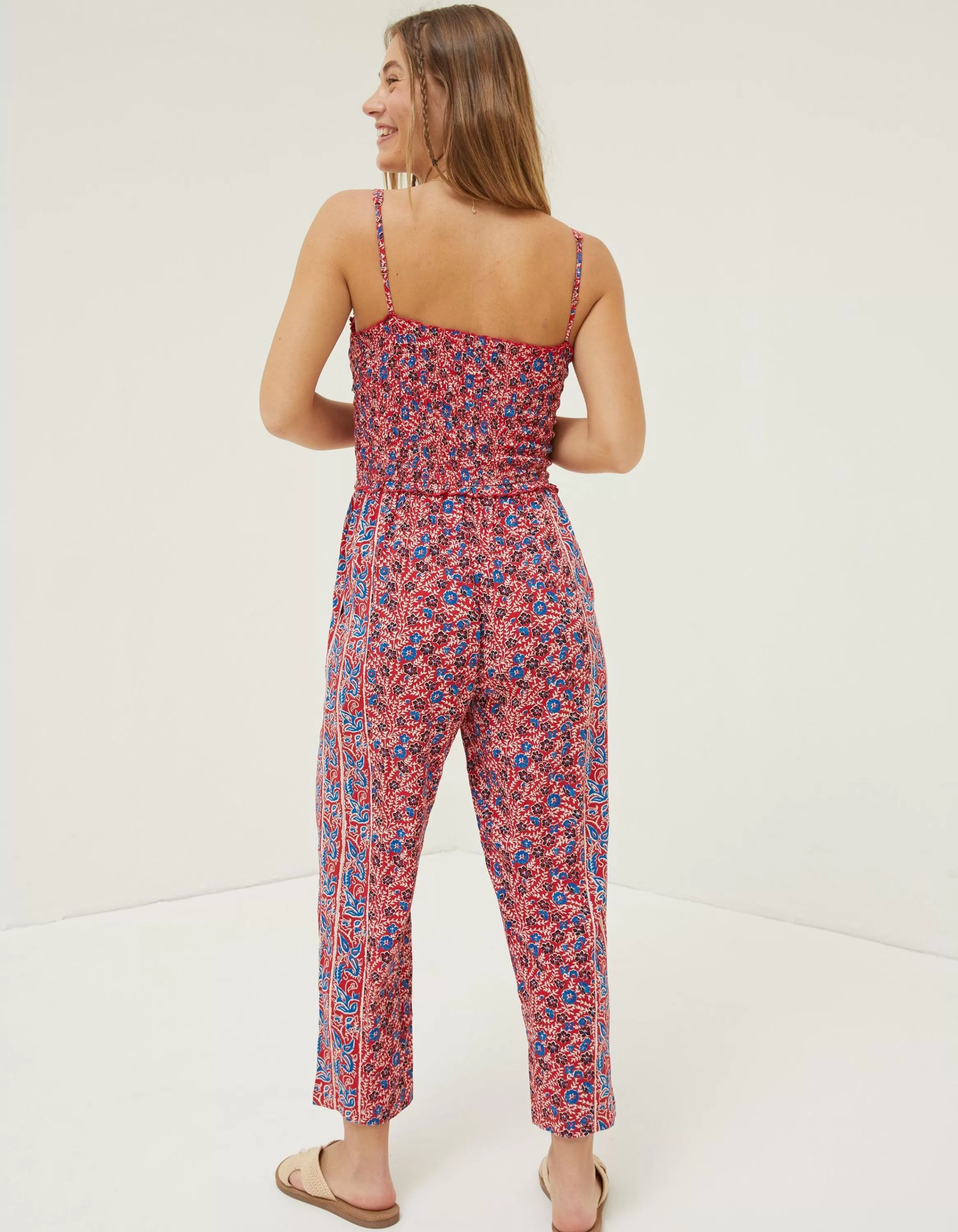 Outlet FatFace Natalie Meadow Jumpsuit Tomato Red