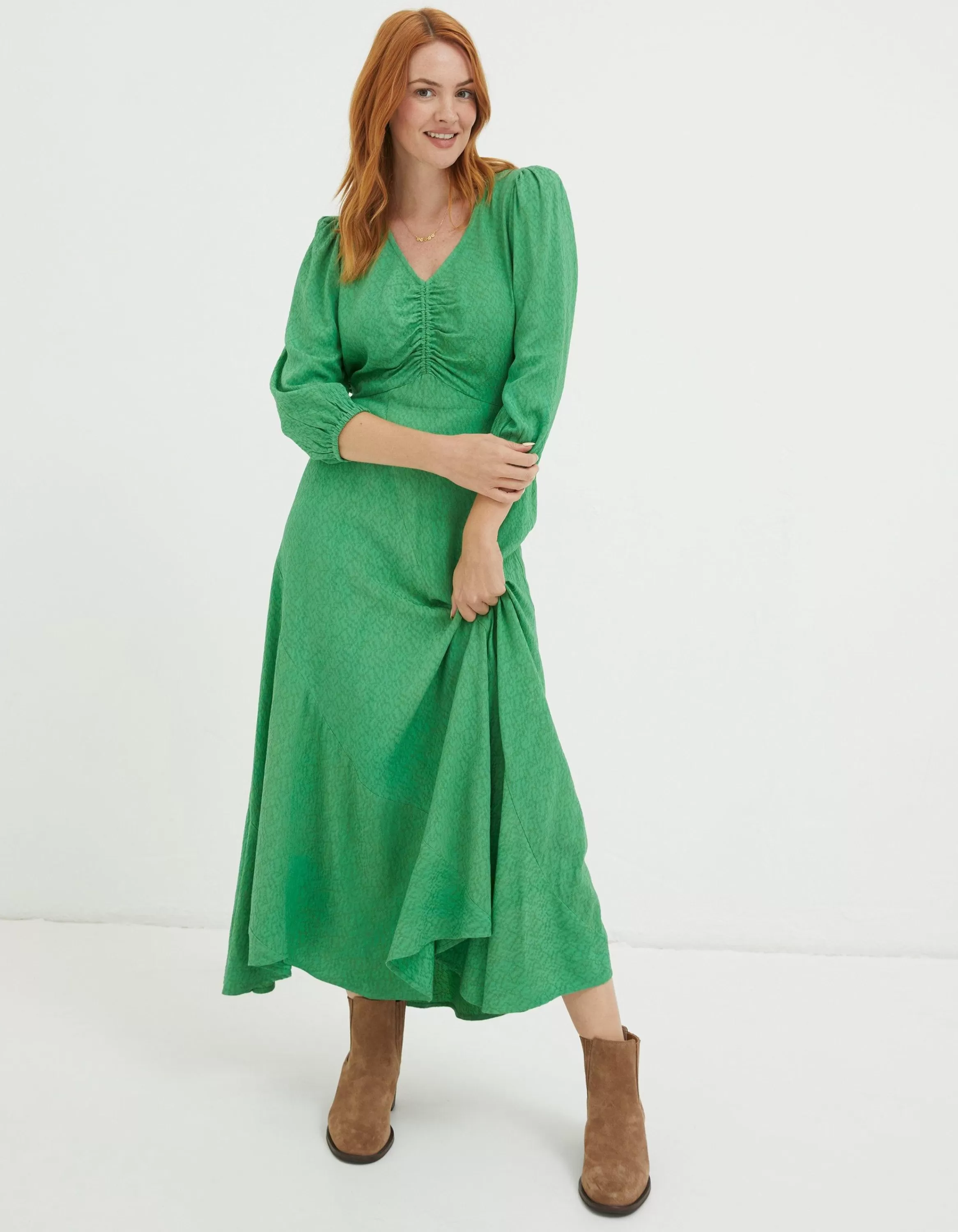 Cheap FatFace Nate Midi Dress Bright Green