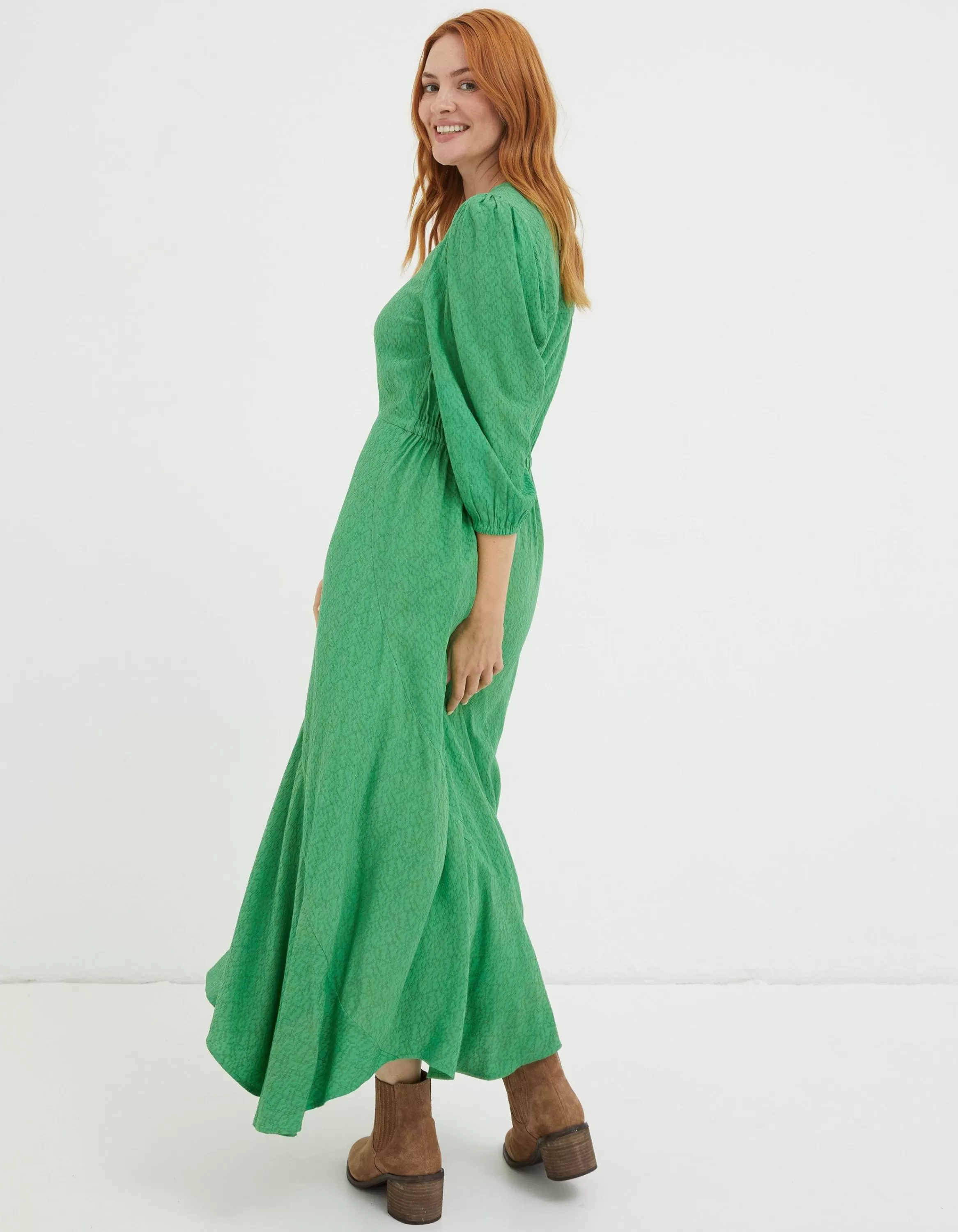 Cheap FatFace Nate Midi Dress Bright Green