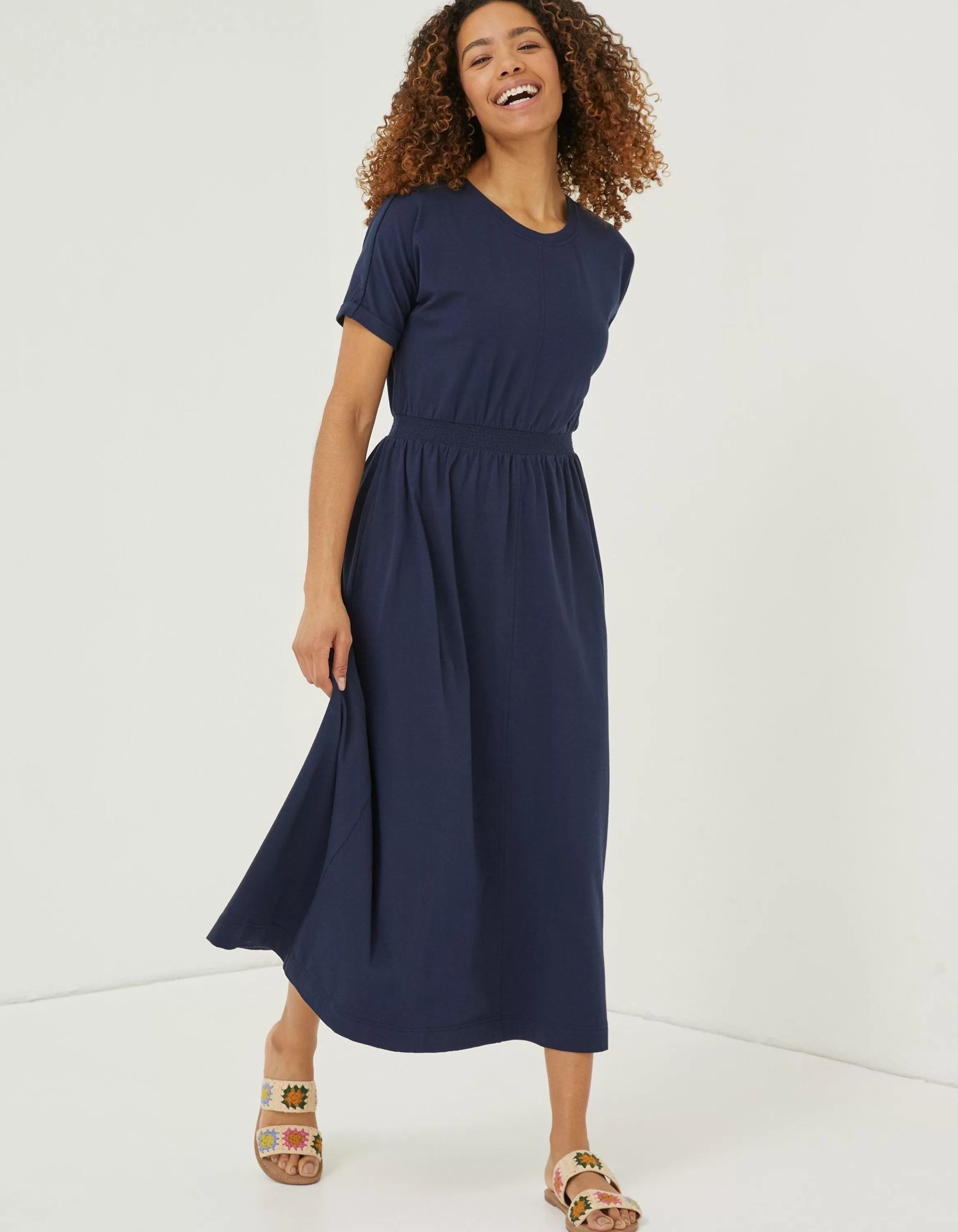 Best FatFace Navi Jersey Midi Dress Navy