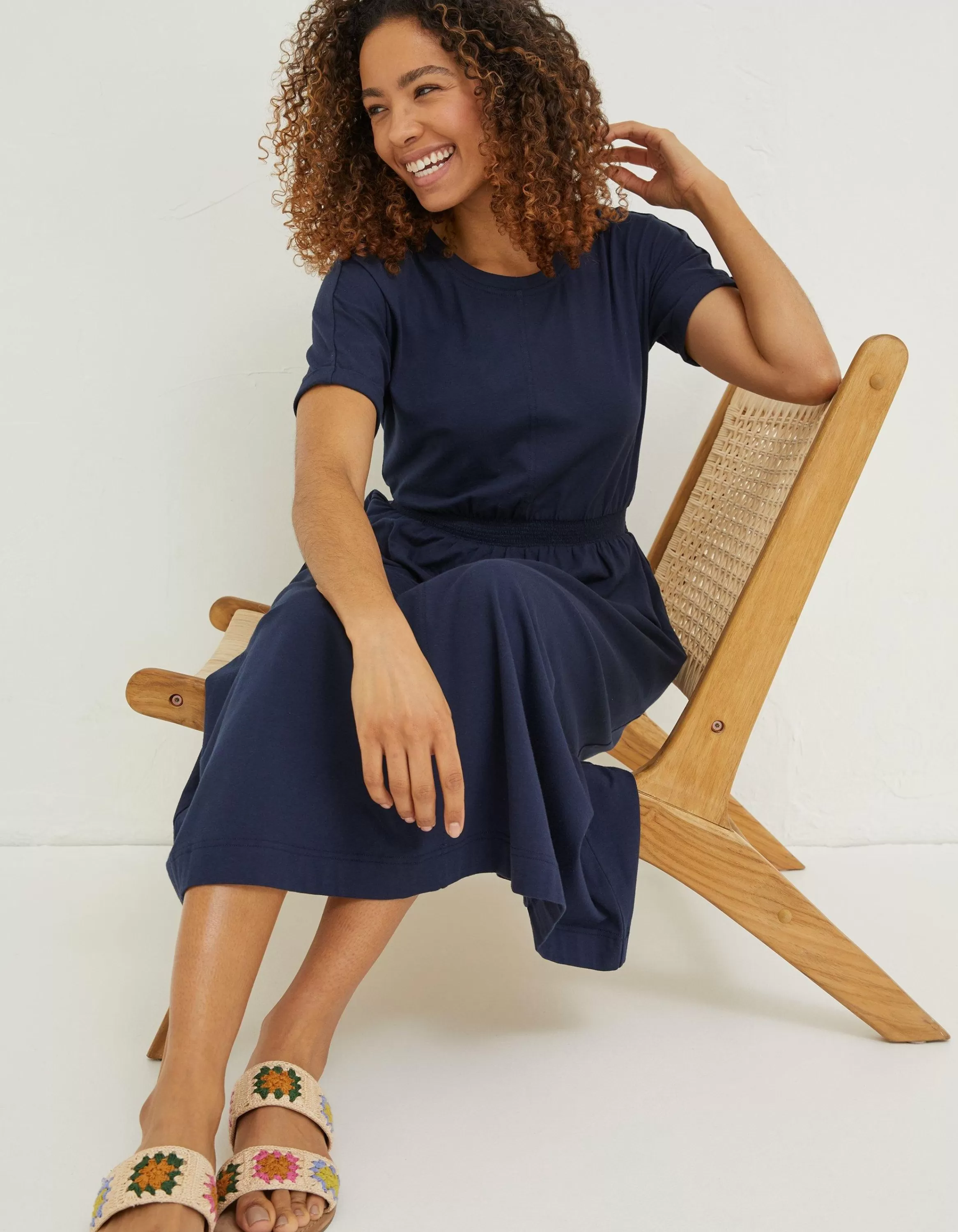 Best FatFace Navi Jersey Midi Dress Navy