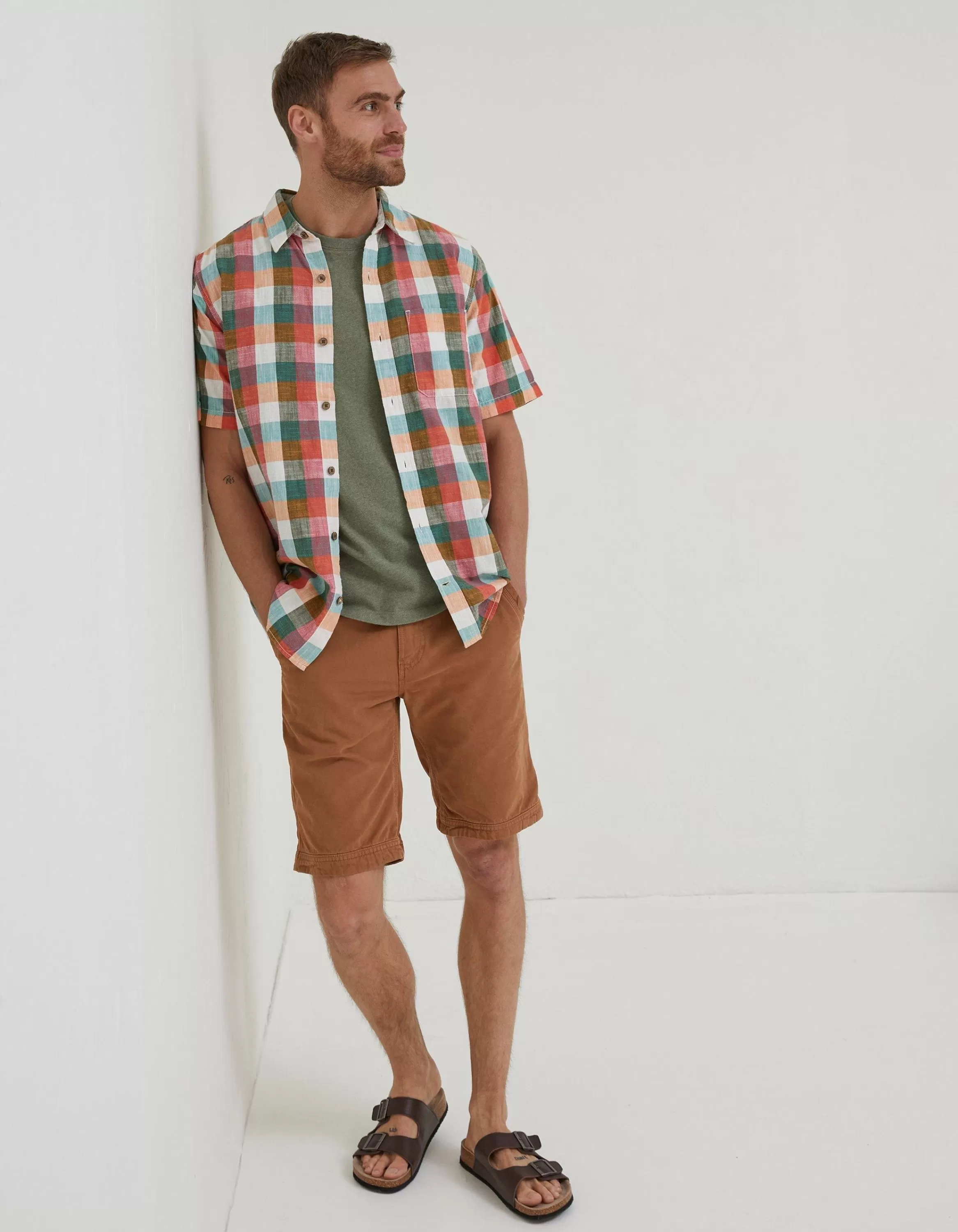 Clearance FatFace Nelson Check Shirt Dark Orange